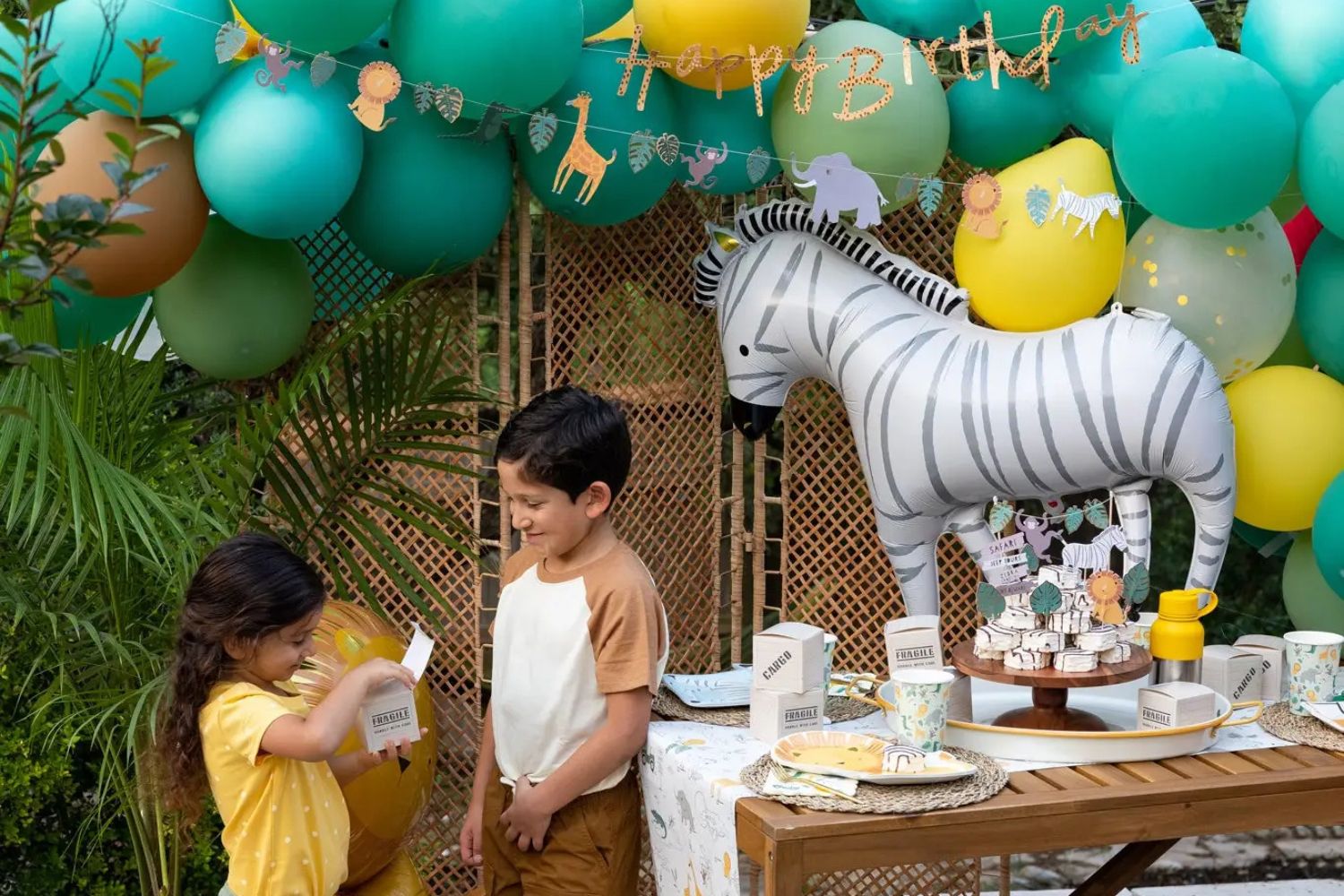 Kids having fun at animal-themed birthday party
