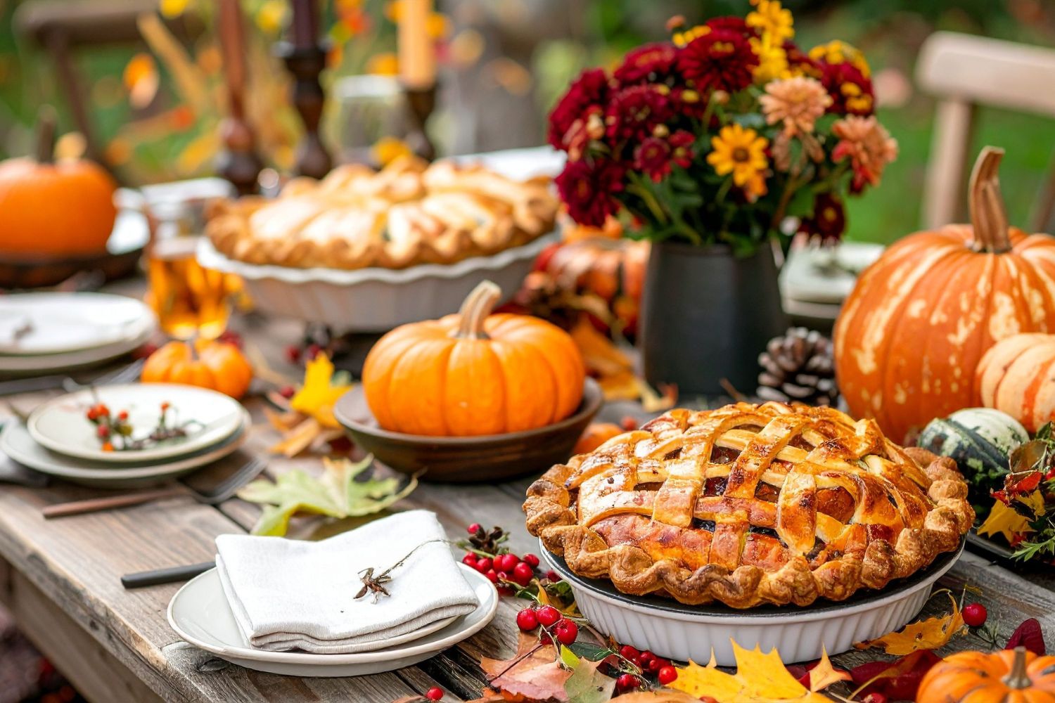 Fall and Thanksgiving-themed table