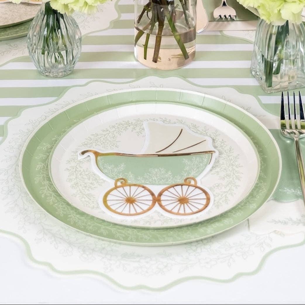 Floral Elegance Sage Dinner Plates