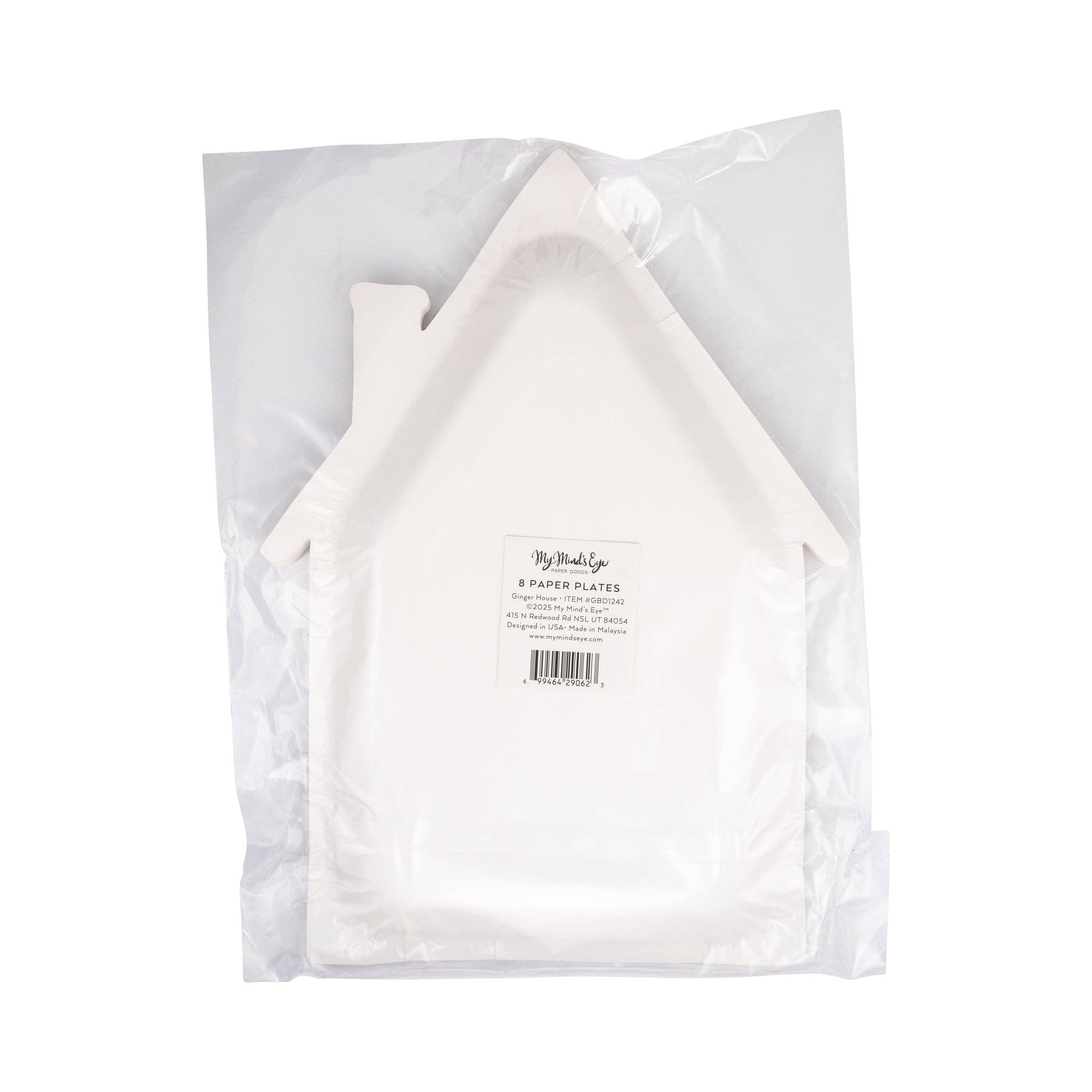 Back packaging of Ginger House Plates showing house-shaped outline and product label.