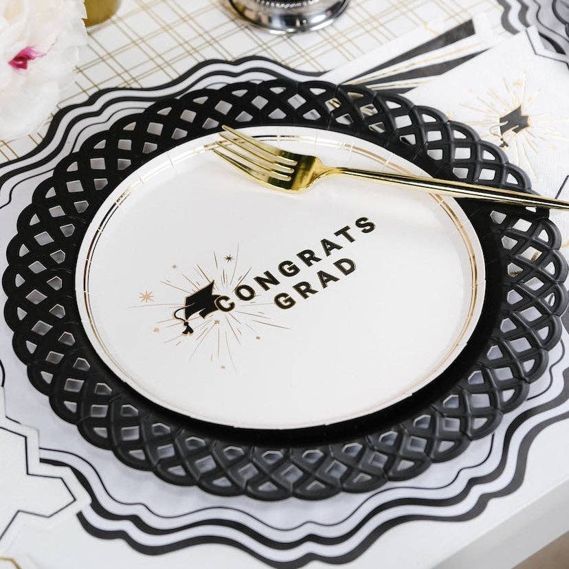 Congrats Grad Gold Foil Paper Dessert Plates