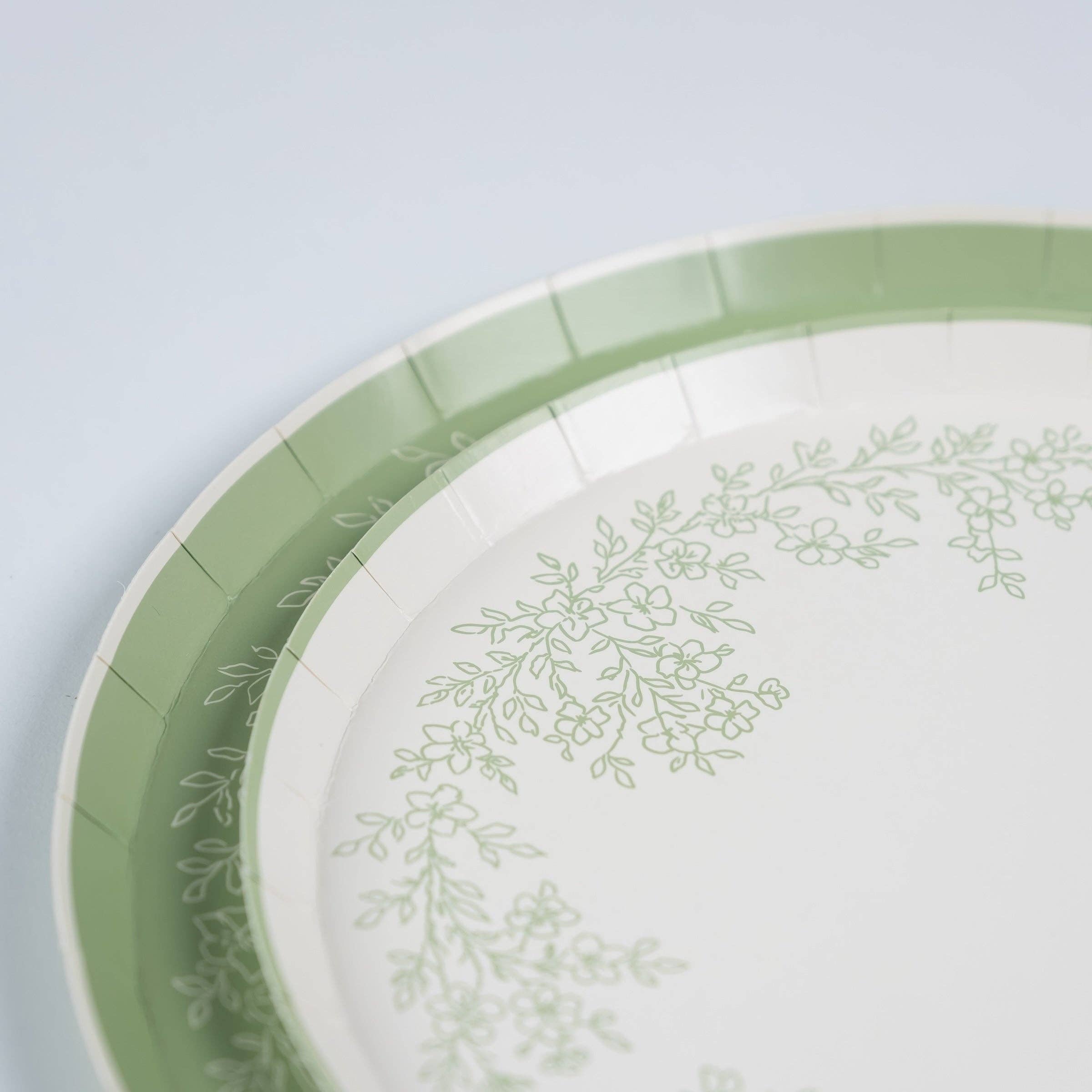 Floral Elegance Sage Dessert Plates