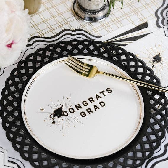 Congrats Grad Gold Foil Paper Dessert Plates