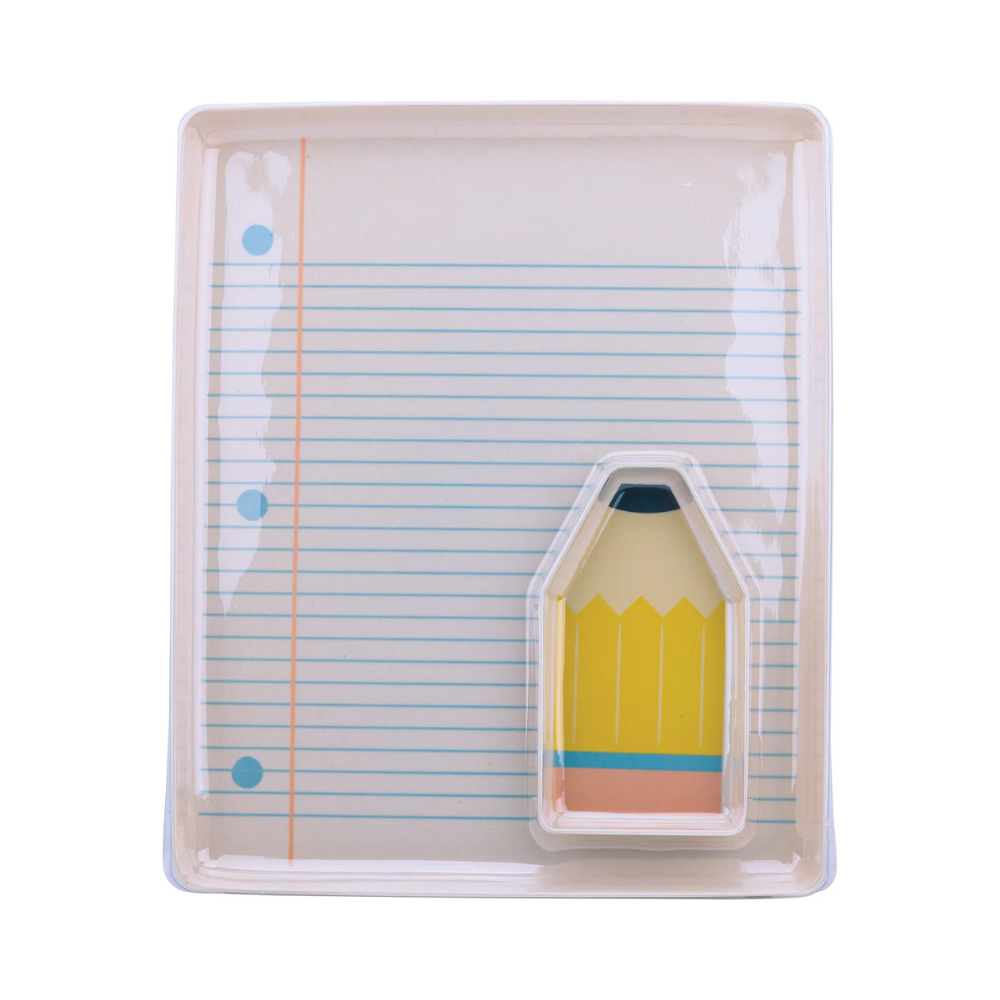 Glossy plastic cover on brand new bamboo tray set