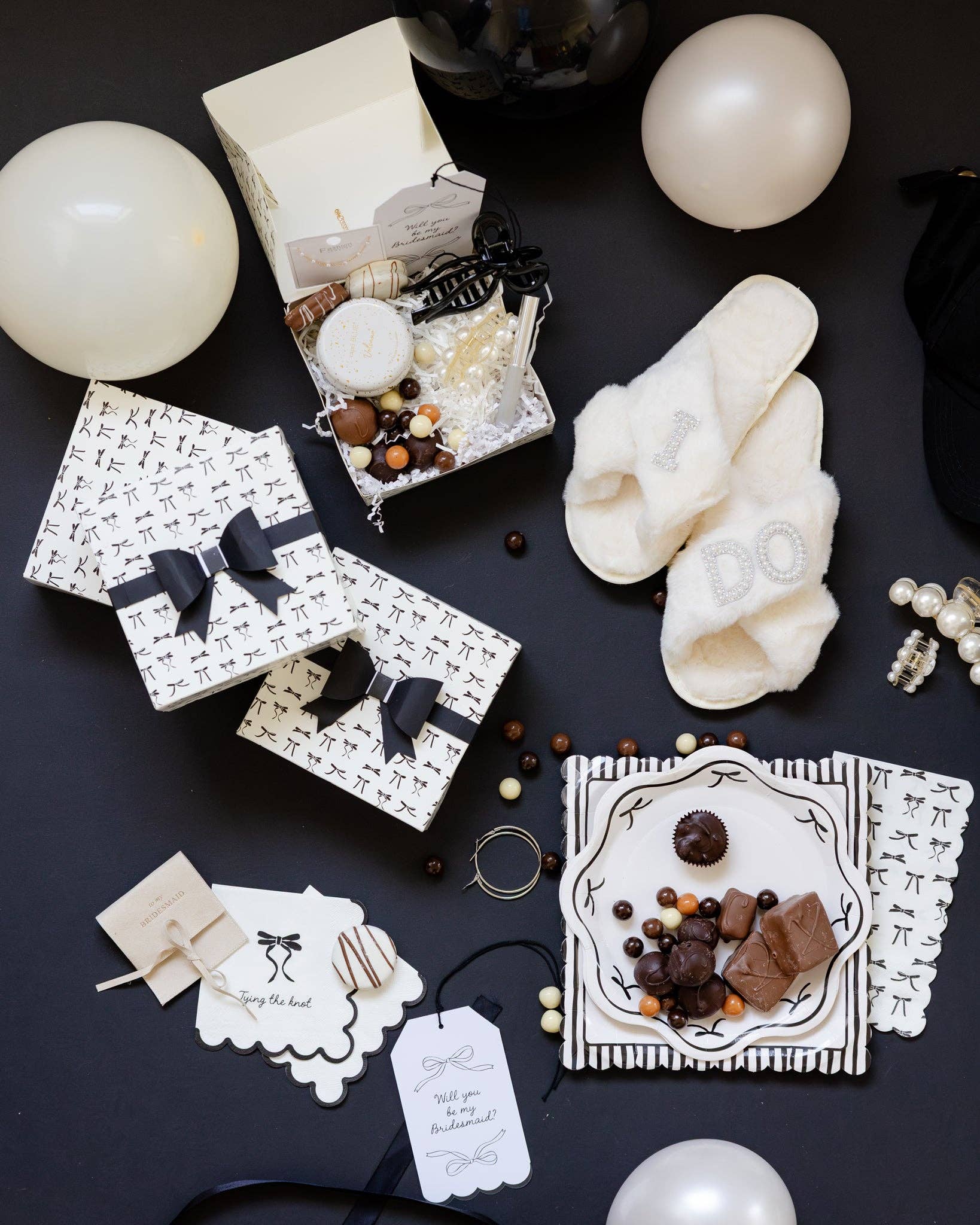 Black Bow Guest Napkins for Bachelorette Party