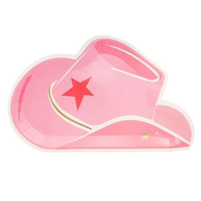 Pink Cowgirl Hat Paper Plates 8ct | Disco Cowgirl Birthday | Bride's Last Rodeo Cowgirl Bachelorette | First Rodeo Birthday | Cowgirl Party