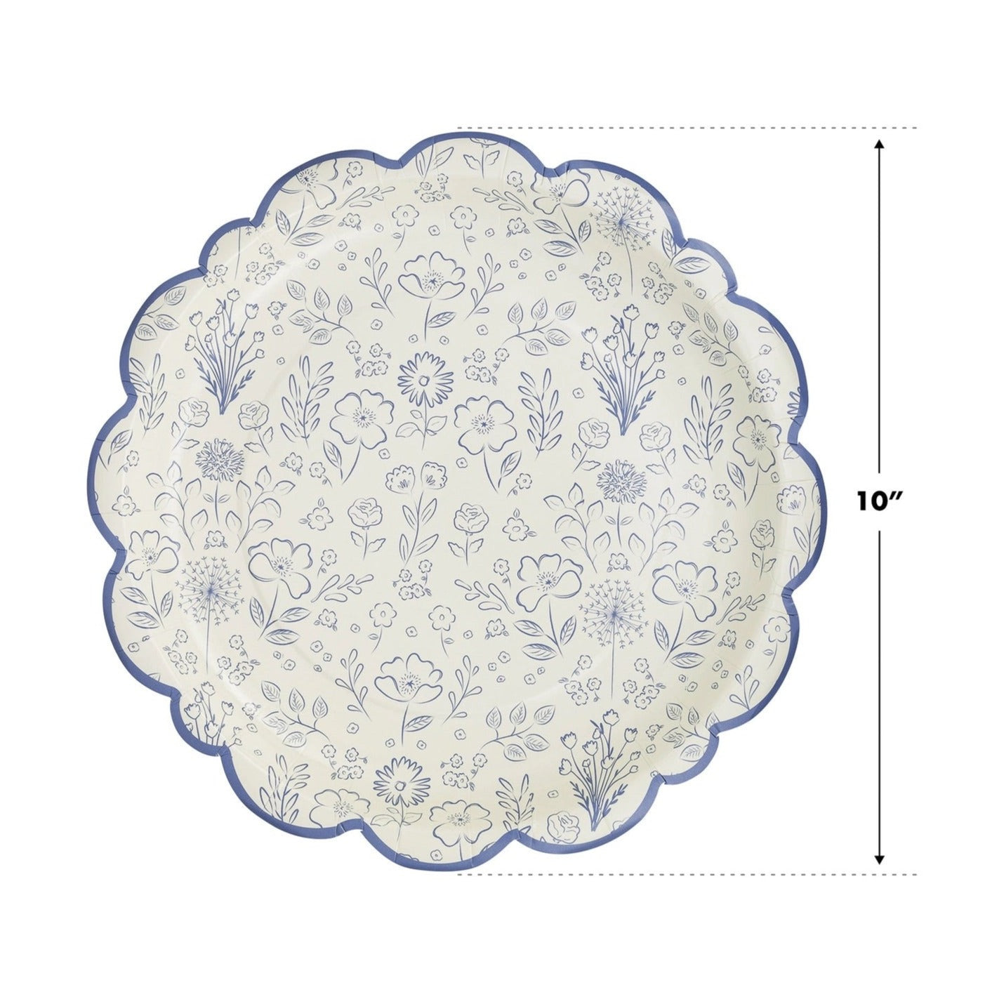 Pembroke Floral Paper Plate 10", Set of 8  Tea Party Decor, Garden Party Tableware, Tea Time Party Plates, Floral Paper Plates, Mother's Day