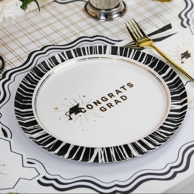 Congrats Grad Gold Foil Paper Dessert Plates