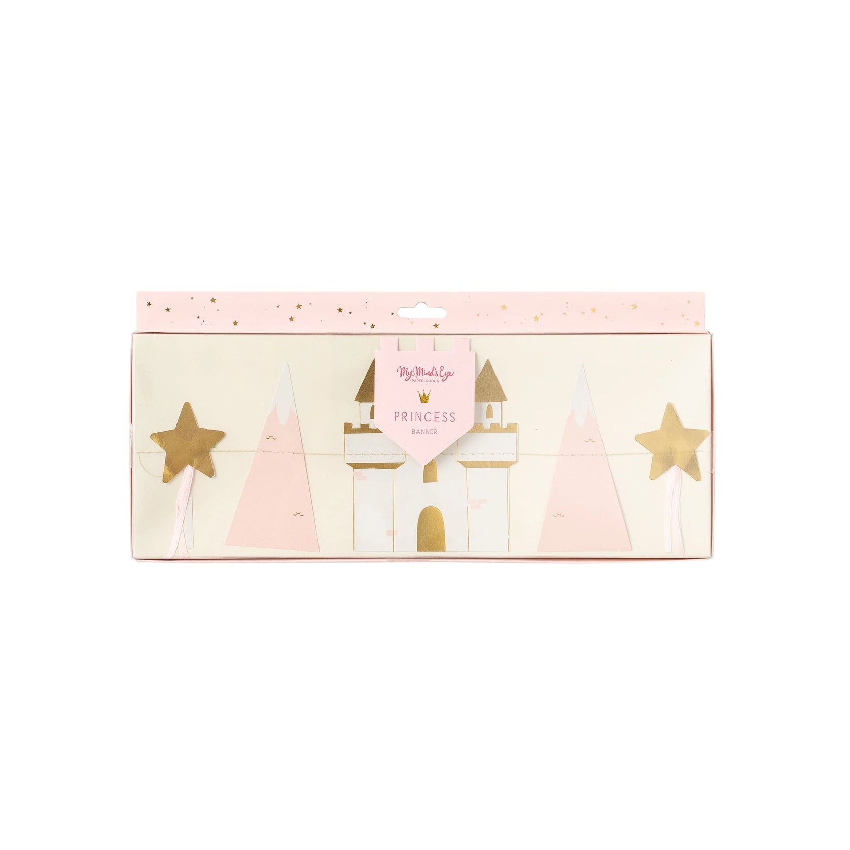 Front of boxed Princess Icon Banner showing castle, crown, star, and mountain shapes.