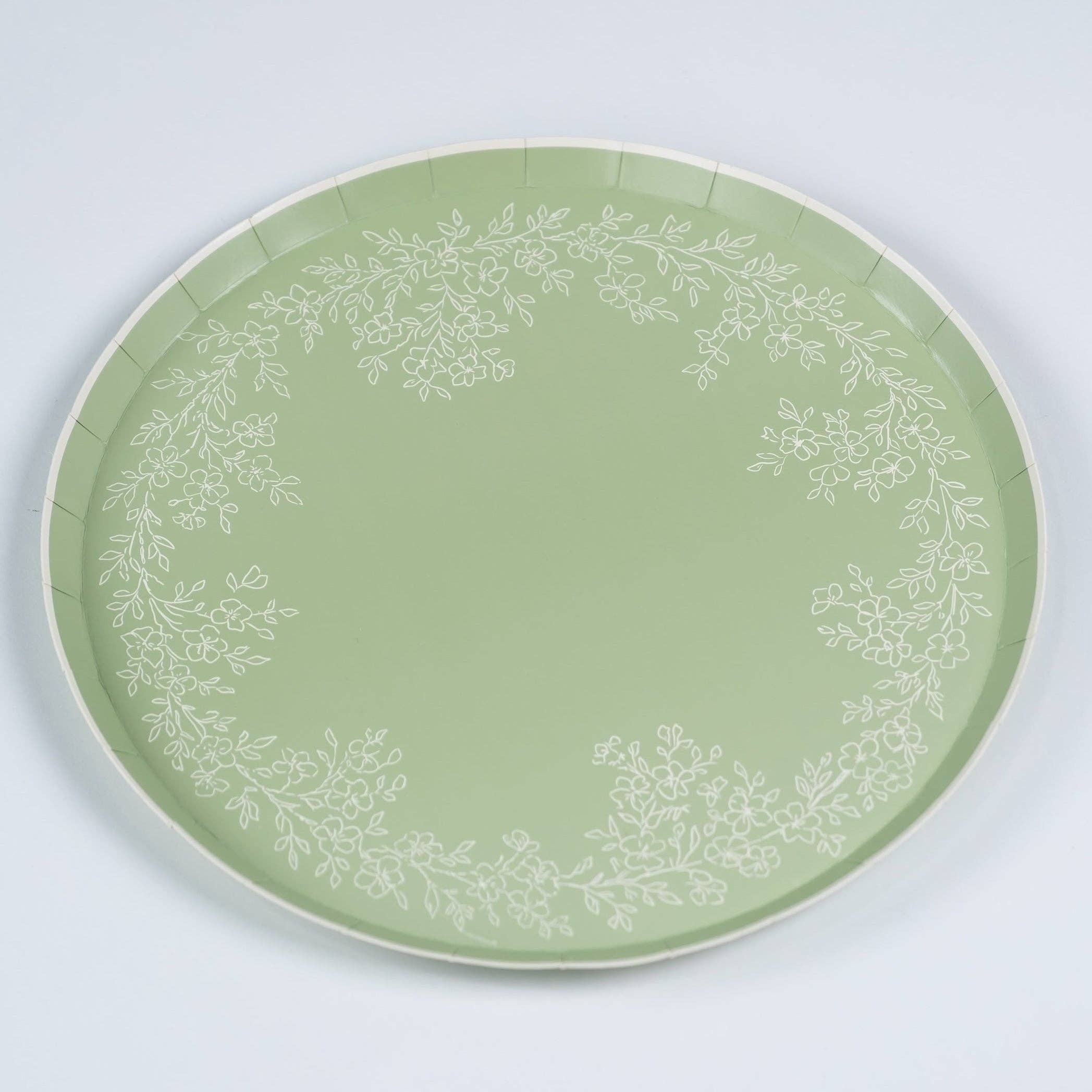 Floral Elegance Sage Dinner Plates