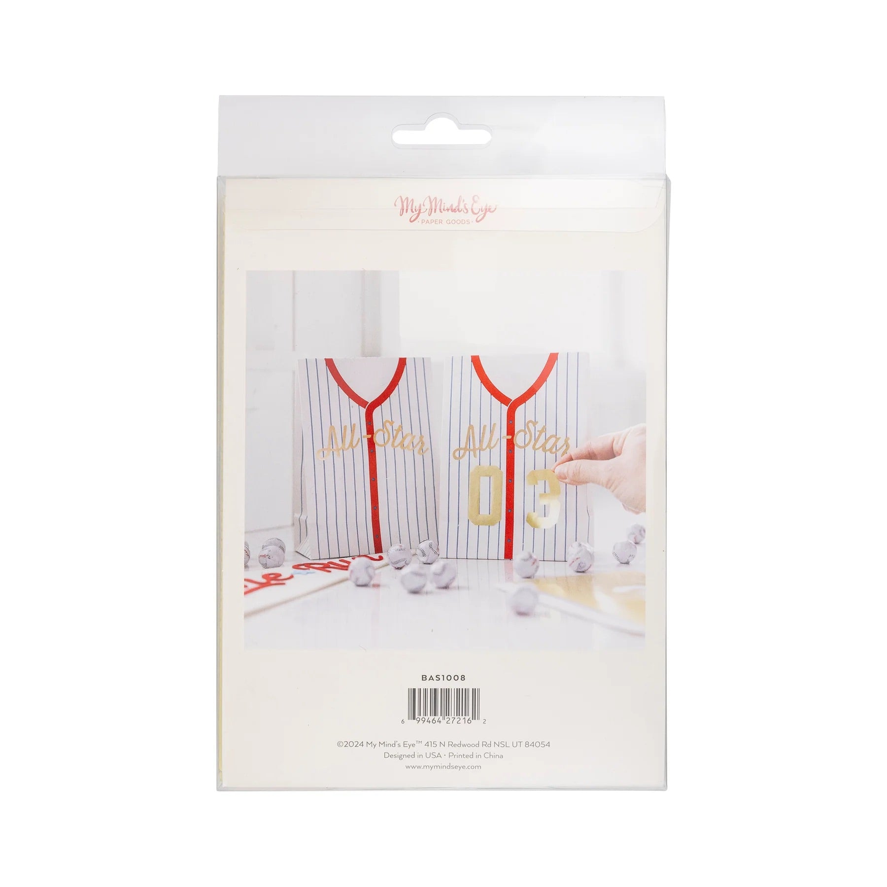 Baseball favor bag in packaging