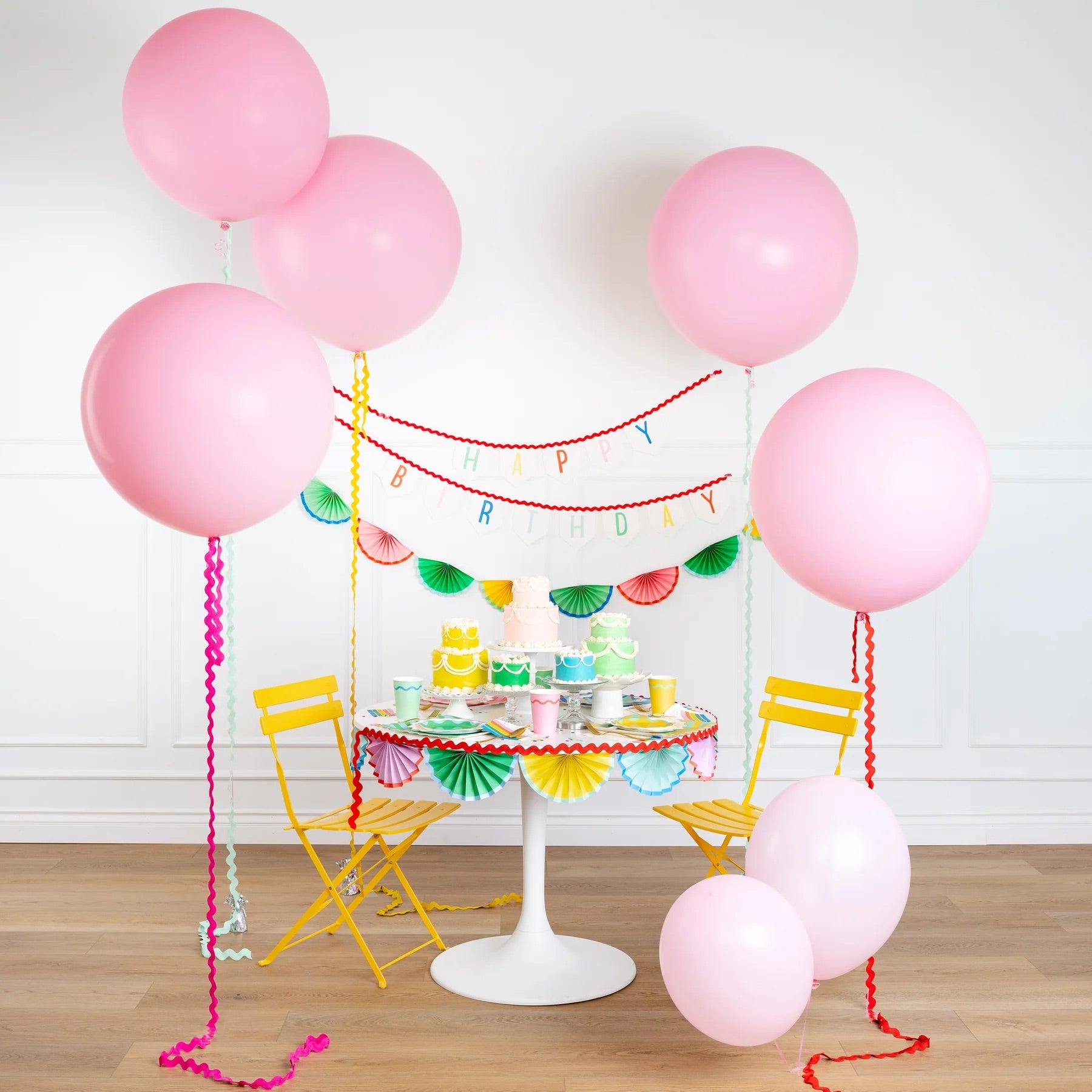 Bright Birthday Bunting Banner, 7ft long | Rainbow Birthday Sign, Art Birthday Party, Summer Birthday, Beach Party Supplies