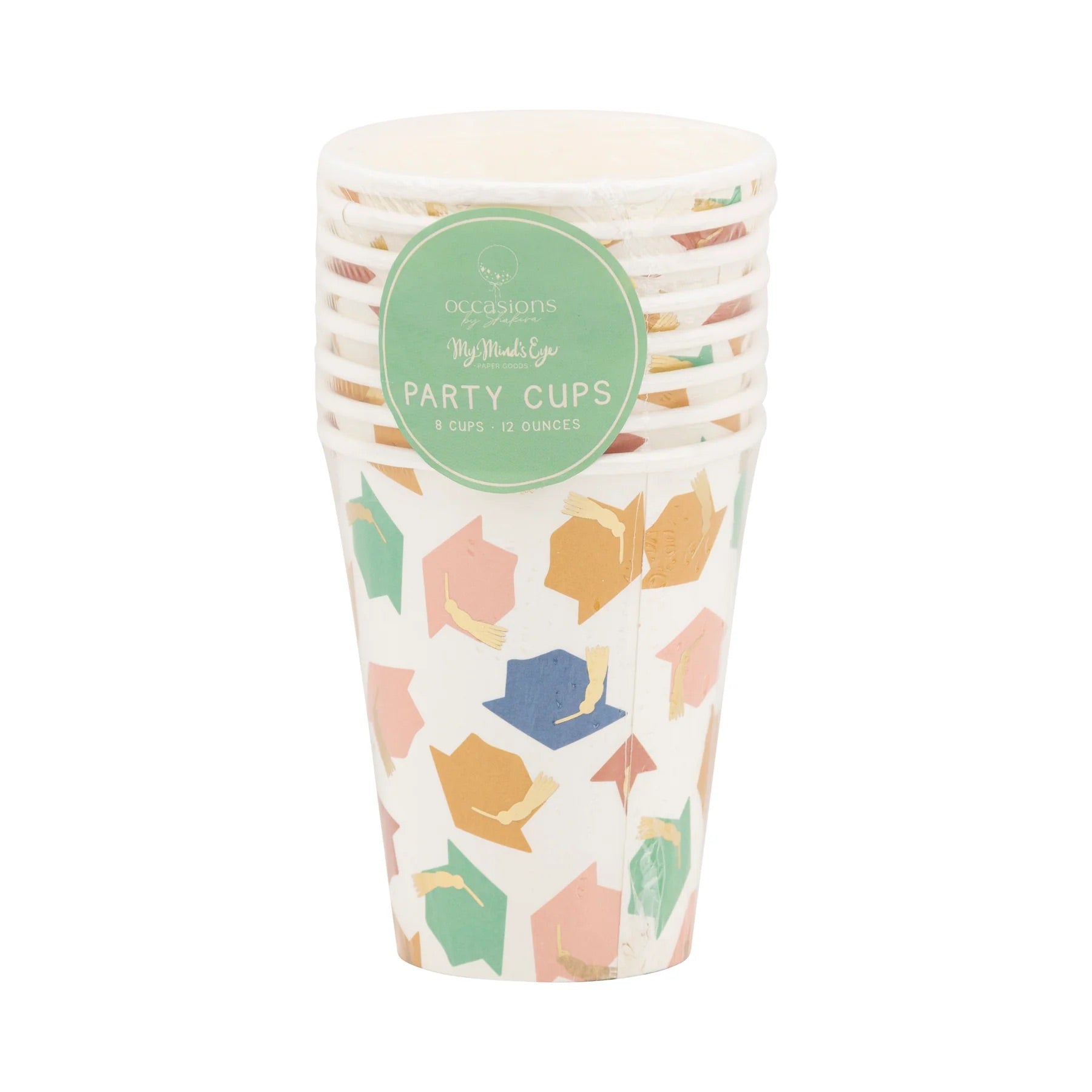 Colorful Graduation Caps Party Cup, 8ct | Graduation Cups, Class of 2025, Graduation Party, Graduation Paper Cups, Pre-School Graduation