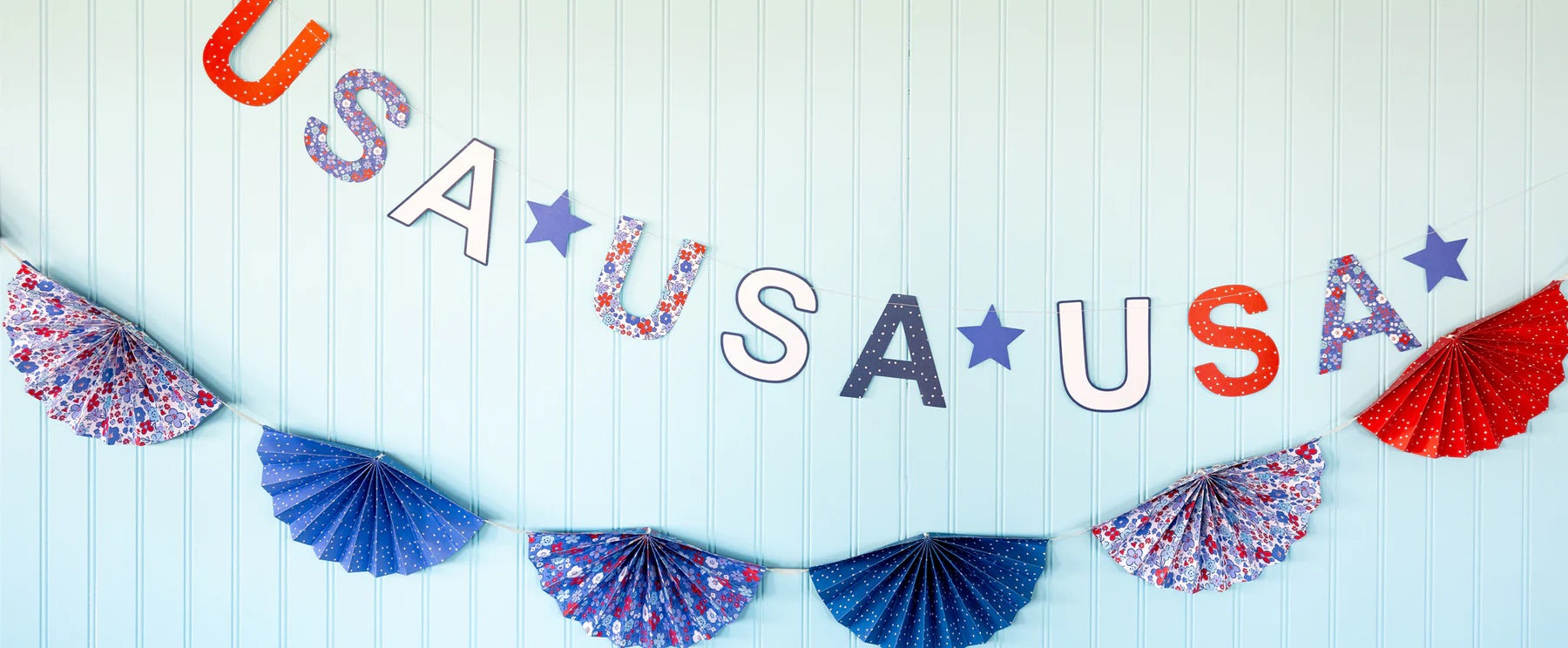 Americana Bunting Banner | 4th of July Banner, Patriotic Banner, Patriotic Paper Banner, 4th of July Party, Memorial Day Party, Garland
