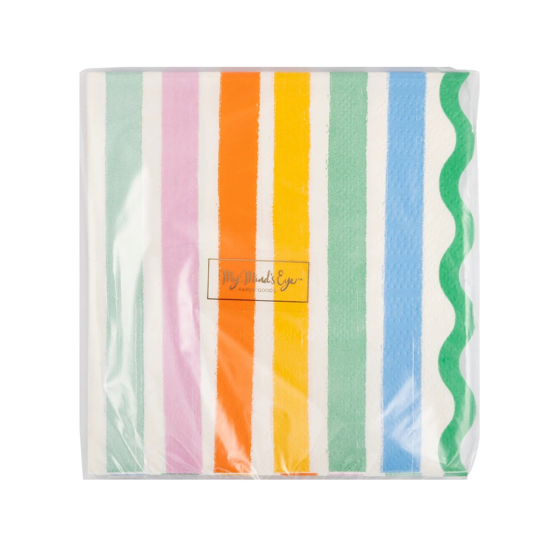 Close-up of Fiesta Striped Cocktail Napkins with colorful, vibrant stripes.