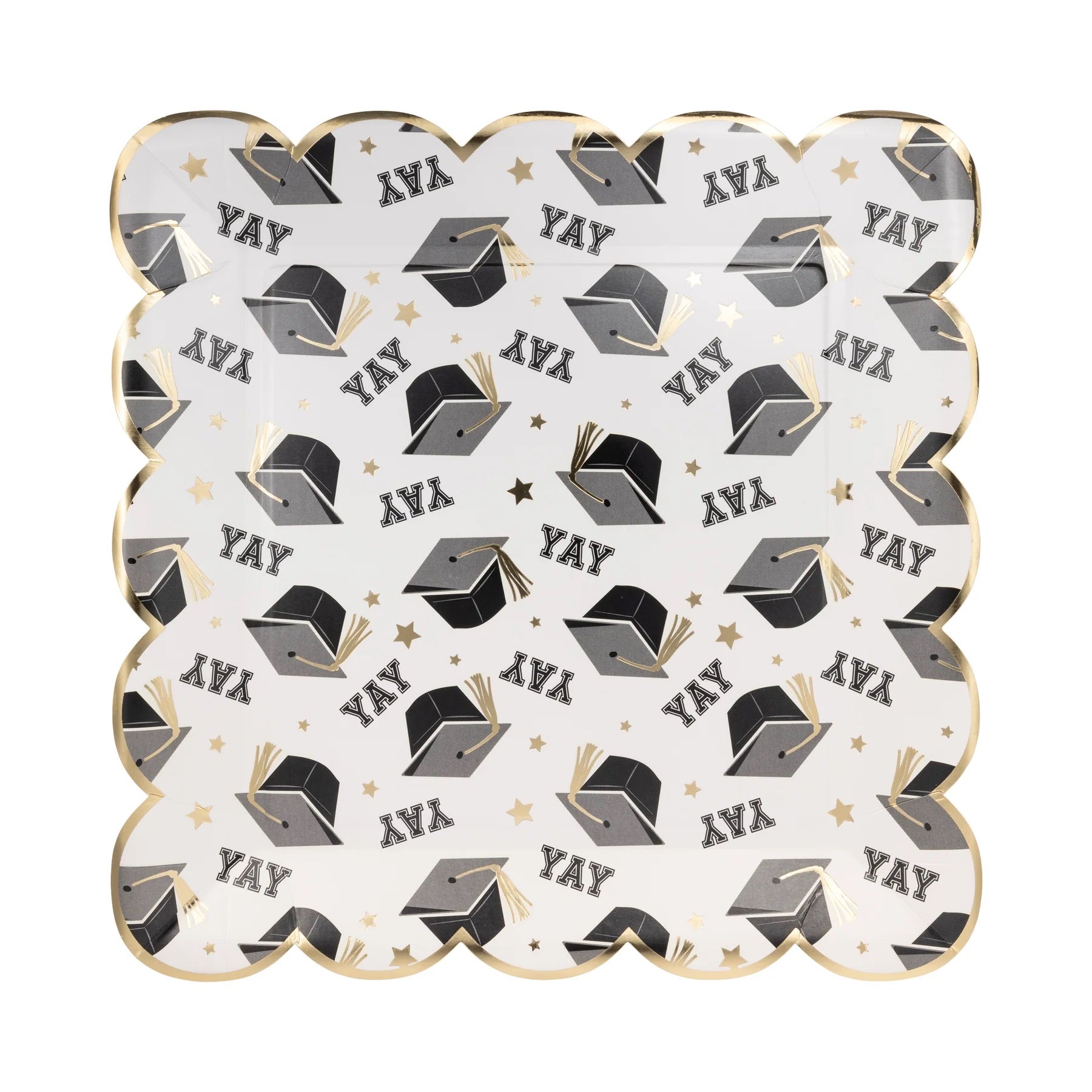 Square Yay Graduation Cap Pattern Plate, 8ct | Graduation Party, Graduation Paper Plates, Grad Party Decor, Graduation Decor, College Grad