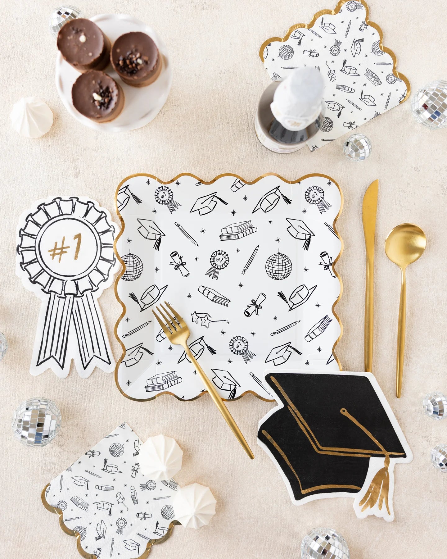 Grad Hat Shaped Cocktail Napkins
