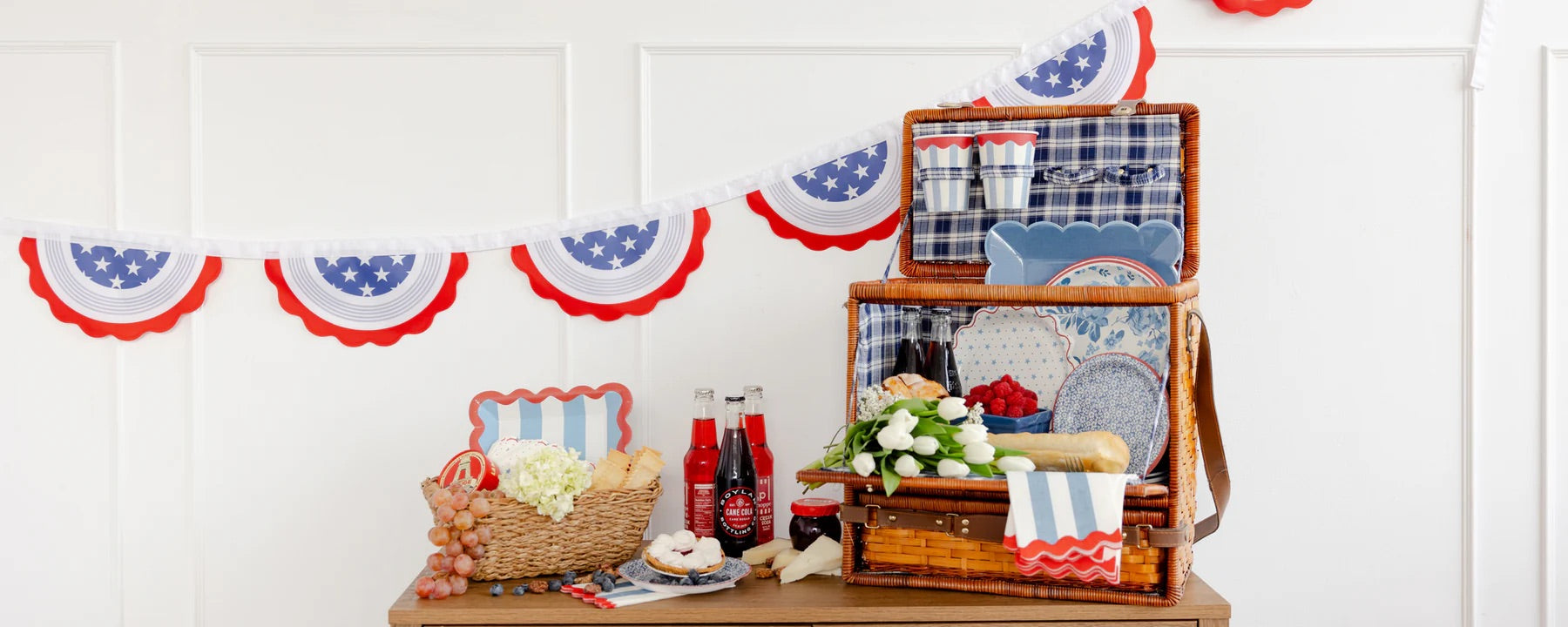 Red, White and Blue Bunting Outdoor Banner | 4th of July Banner, Patriotic Banner, Patriotic Paper Banner, 4th of July Party Decor