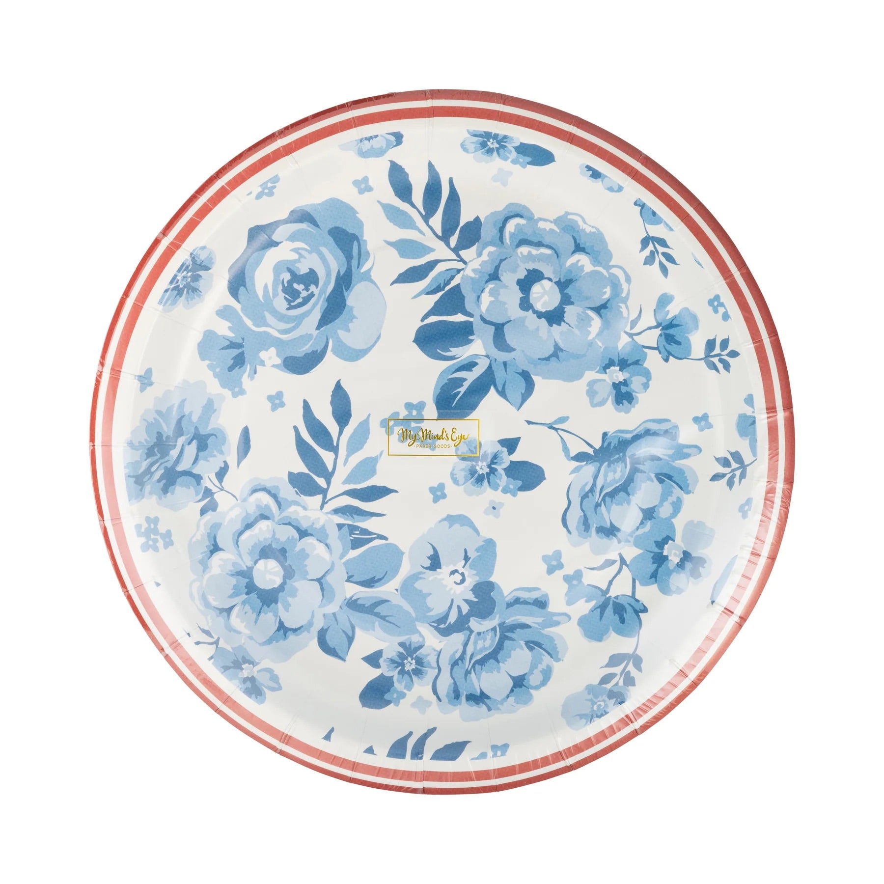 Hamptons Floral 10" Round Paper Plate, 8ct | Patriotic Plates, July 4th Paper Plates, 4th of July Party Supplies, Blue Paper Plates