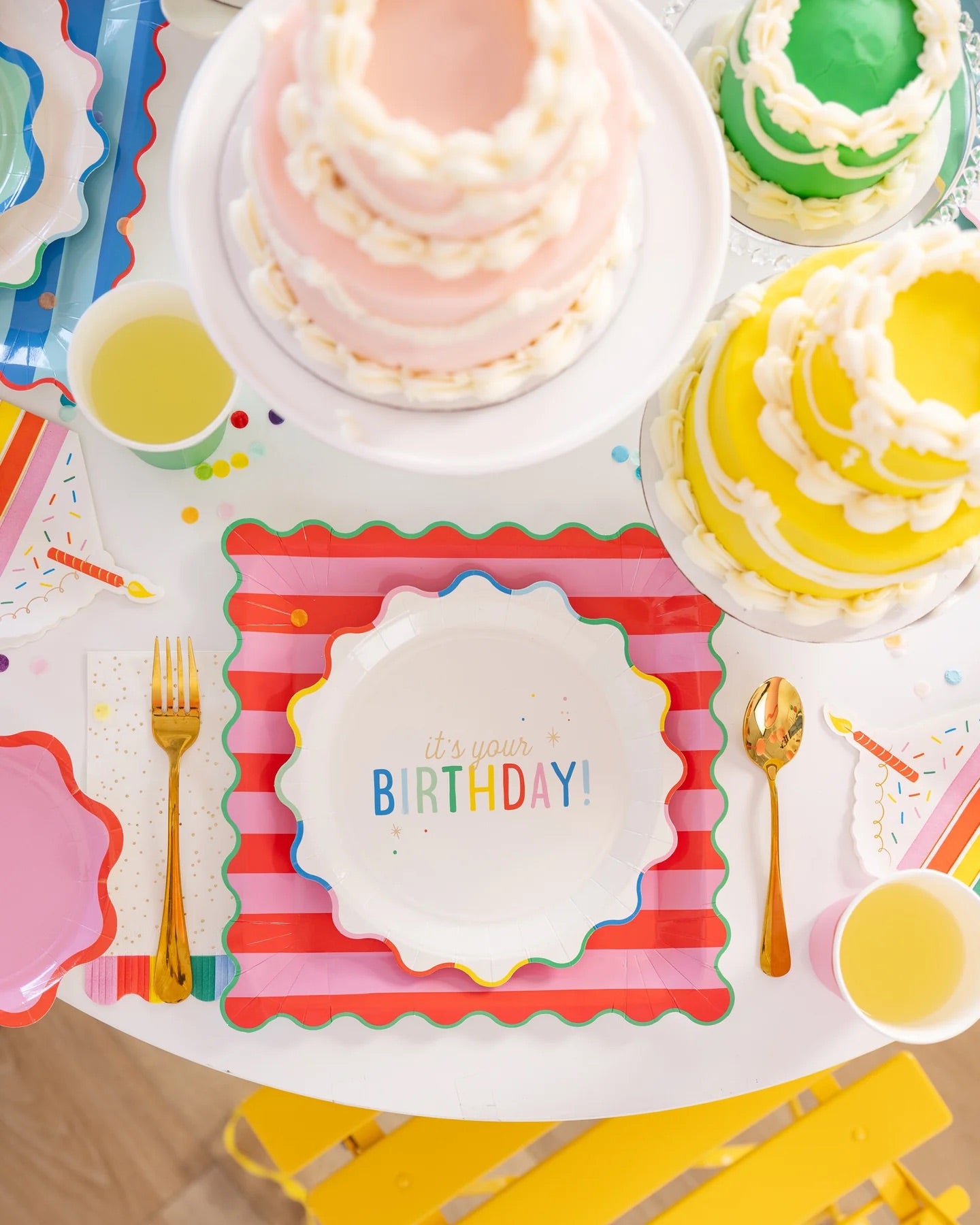 Large Striped Rainbow Paper Plates