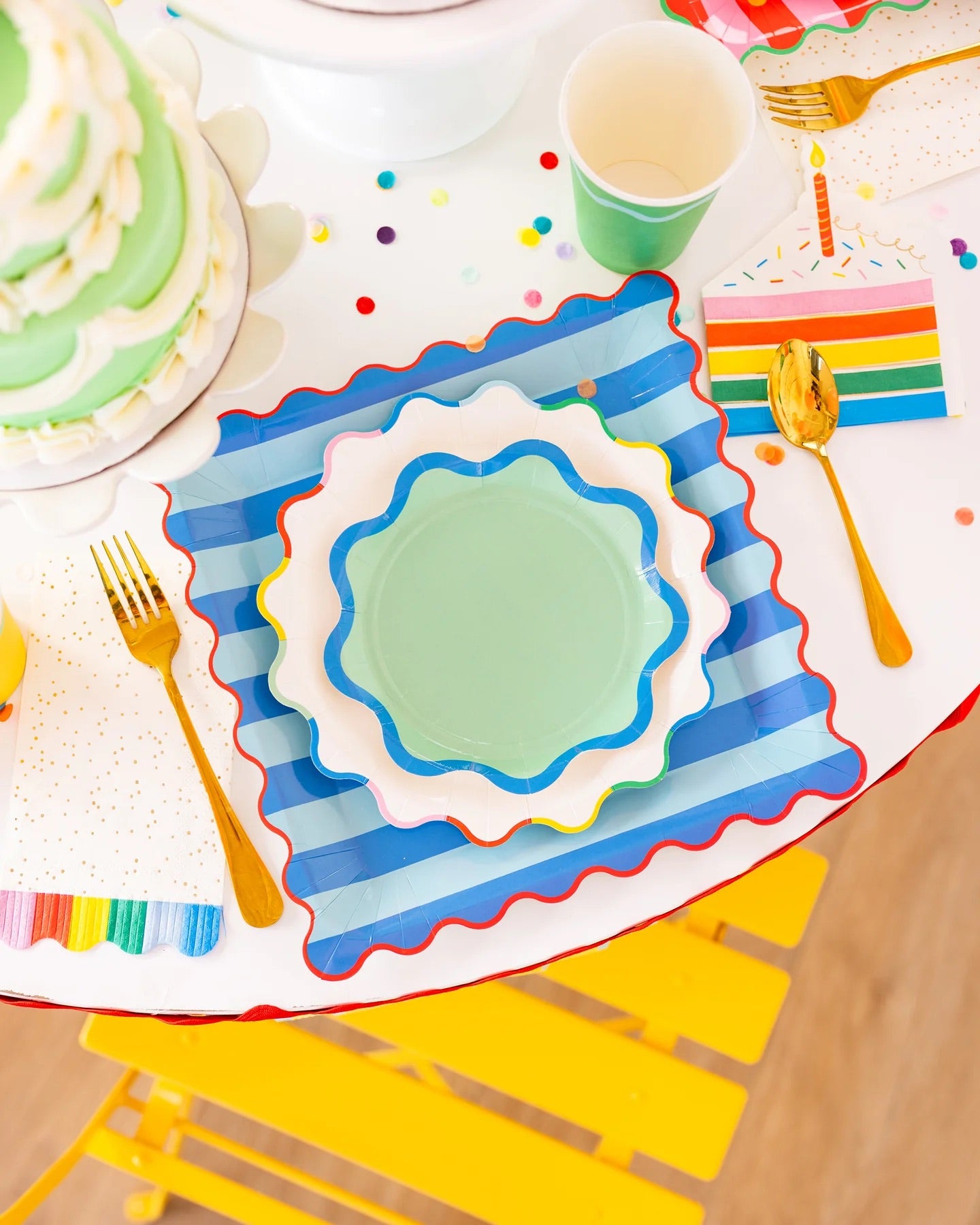 Large Striped Rainbow Paper Plates