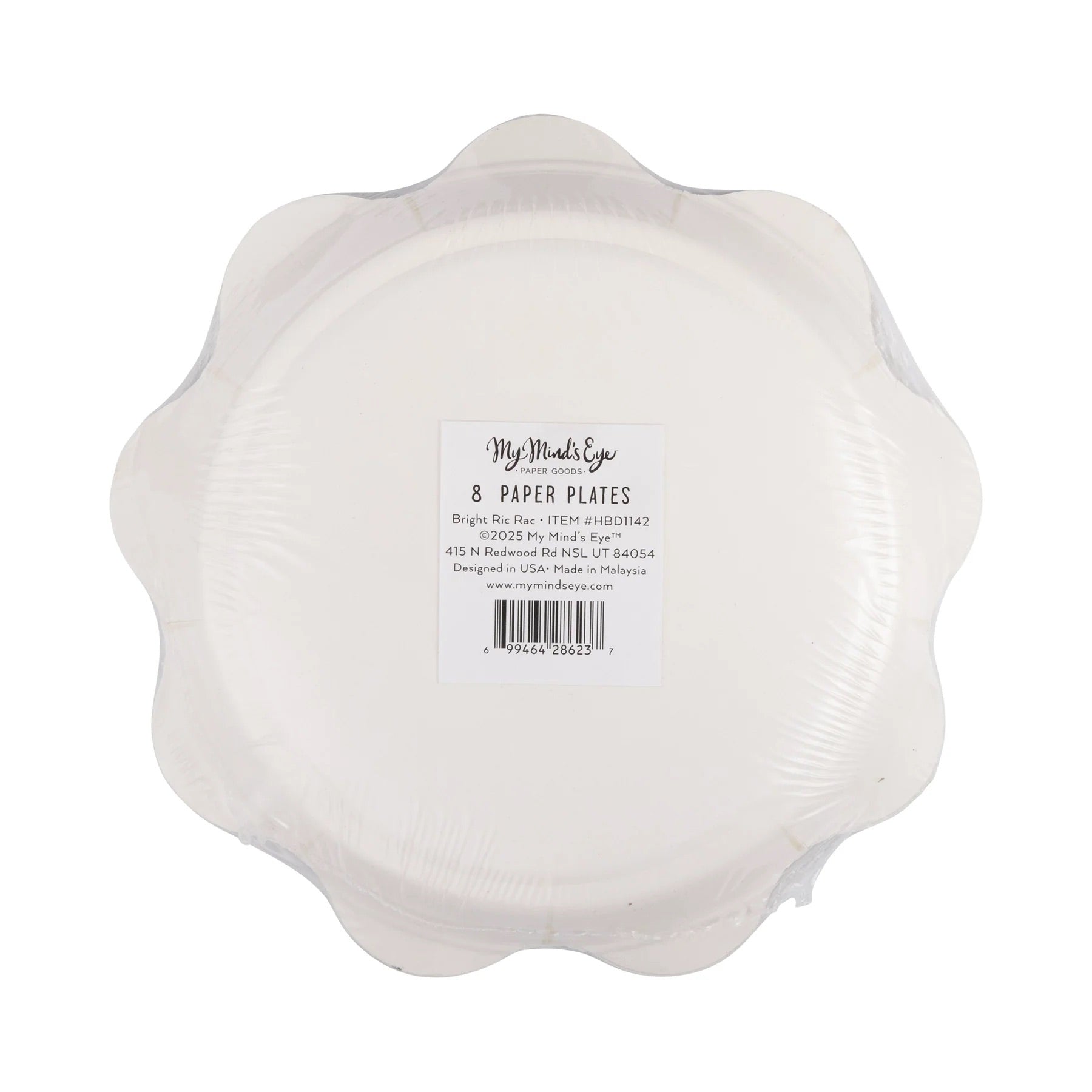 Rainbow Wavy Paper Plates in packaging back