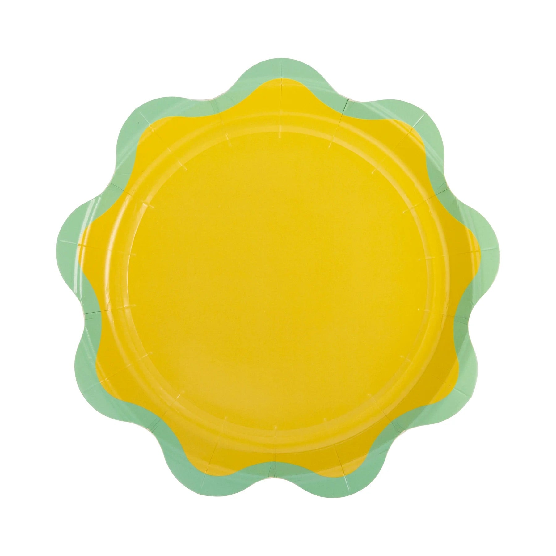 Rainbow Wavy Paper Plates in Yellow