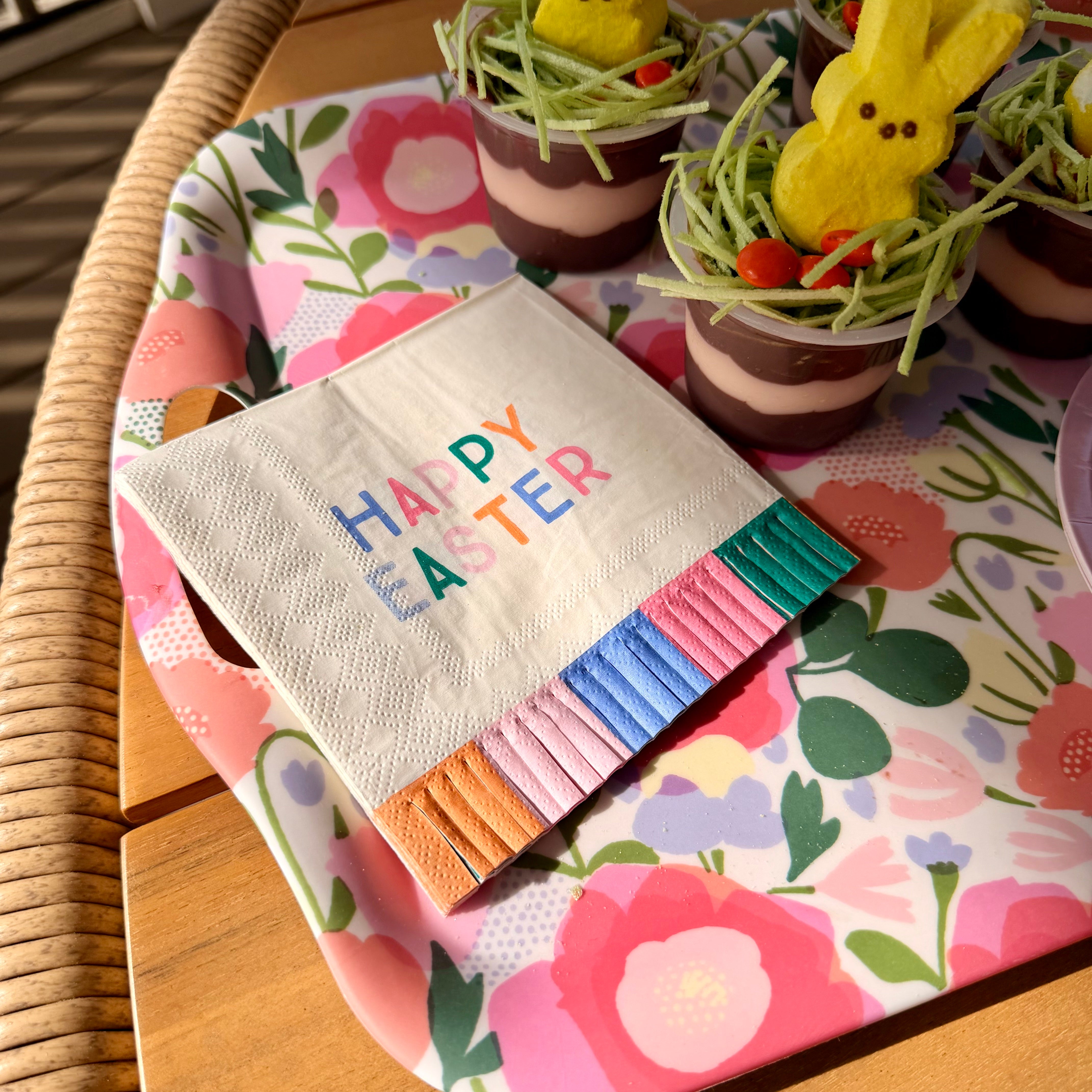Happy Easter fringed napkin