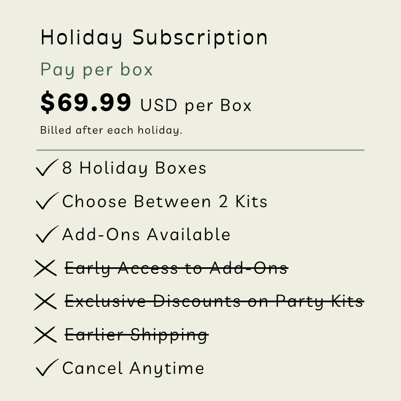 Holiday Subscription Party in a Box