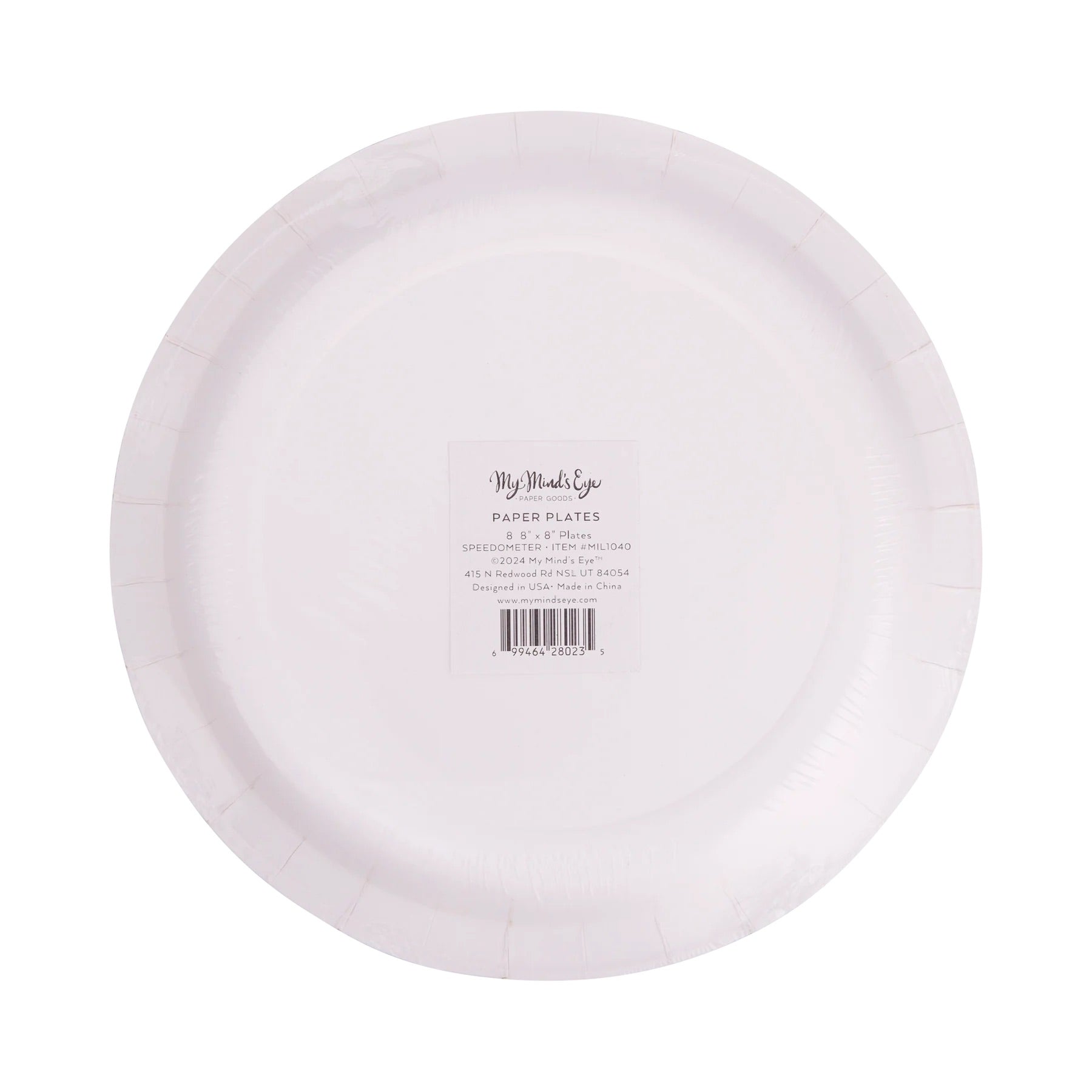 Speedometer-themed paper plates in packaging, perfect for car-themed birthday parties or cars birthday party table setups.