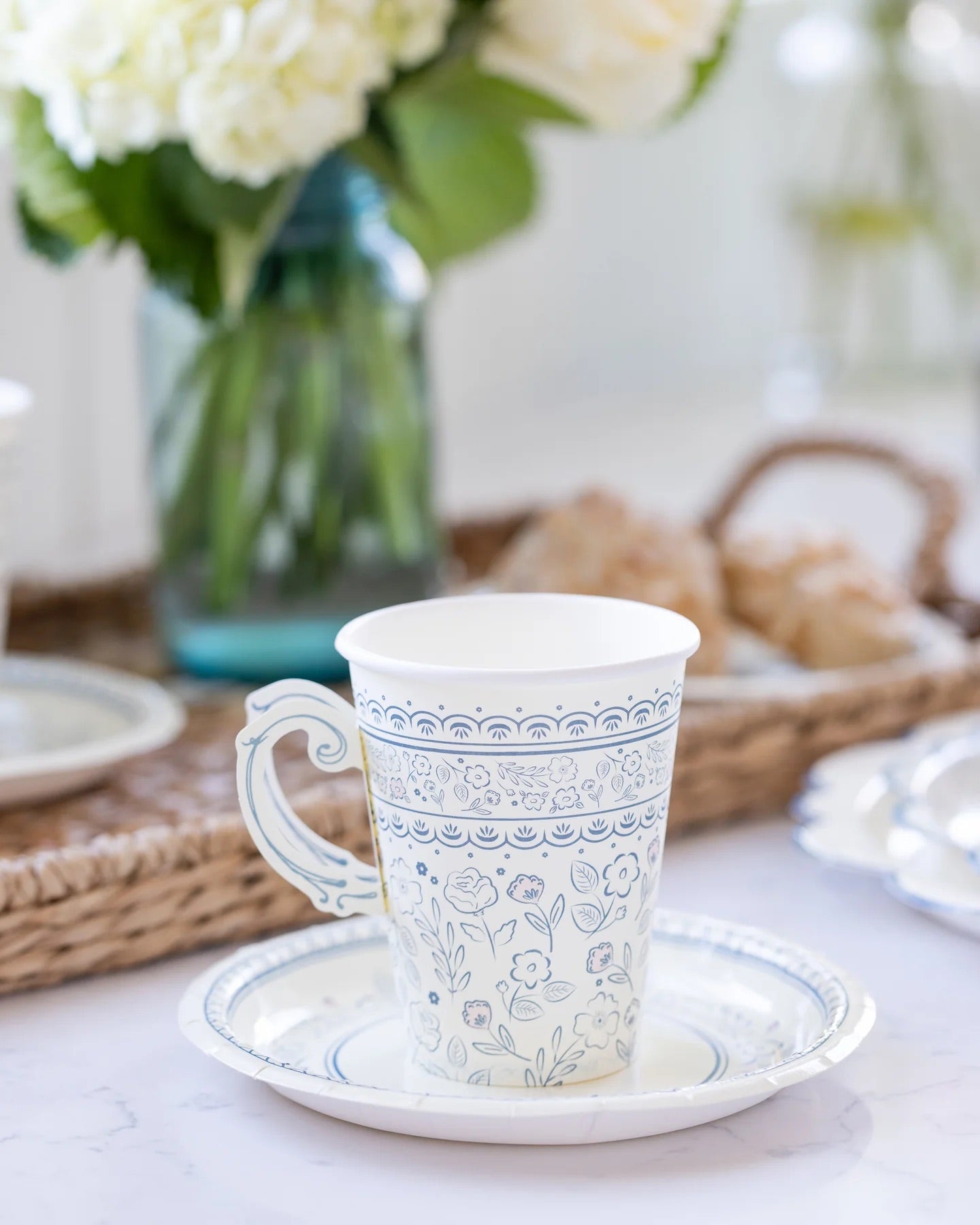 Tea Cup Paper Party Cups, 8ct | Baby Shower Cups, Tea Party Cups, Toile Baby Shower Supplies, Vintage Tea Party, Garden Birthday Decorations