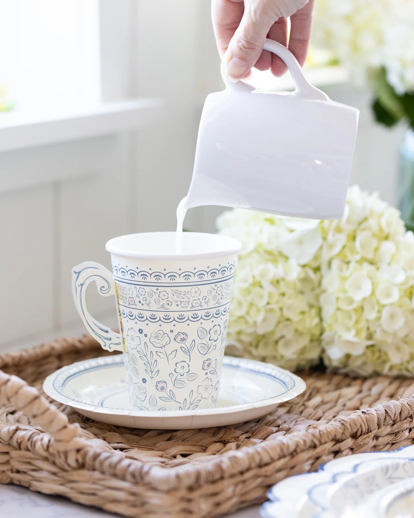 Tea Cup Paper Party Cups, 8ct | Baby Shower Cups, Tea Party Cups, Toile Baby Shower Supplies, Vintage Tea Party, Garden Birthday Decorations