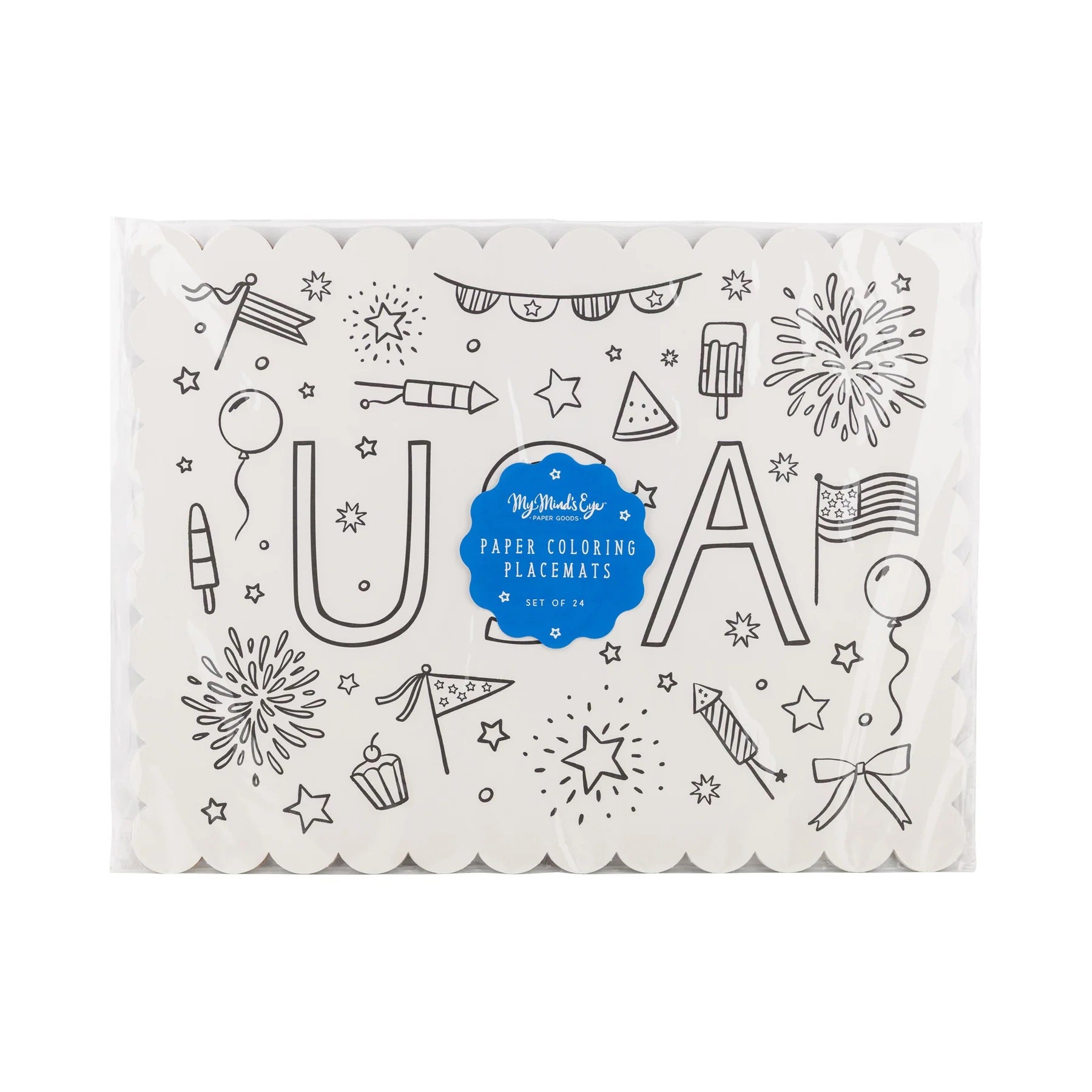 USA Coloring Activity Placemat, 24ct | Kids Patriotic Activity, Independence Day Party Decor, Coloring Placemats, Kids 4th of July Activity