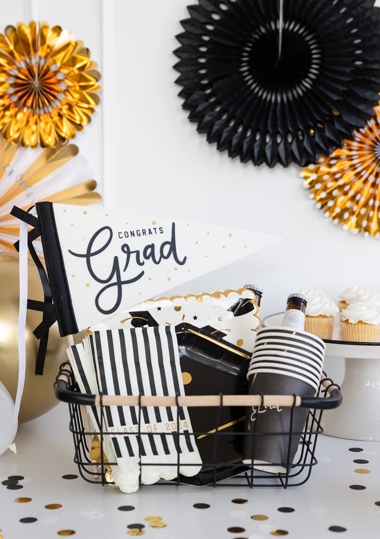 Congrats Grad Felt Pennant Flag | Graduation Flag, Graduation Party, Graduation Centerpiece, Grad Party Decor, Graduation Photo Prop