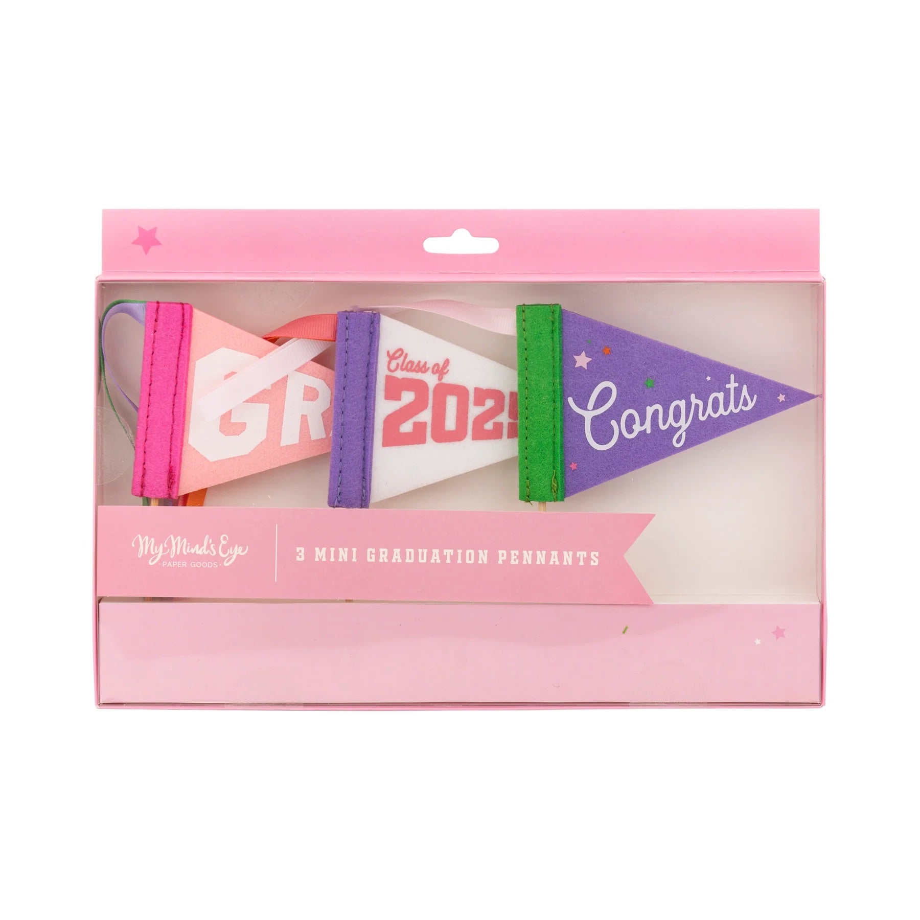 Pink Graduation Mini Felt Pennant Set | Graduation Decor, Class of 2025, Graduation Cake Topper, Graduation Party, Girl Graduation