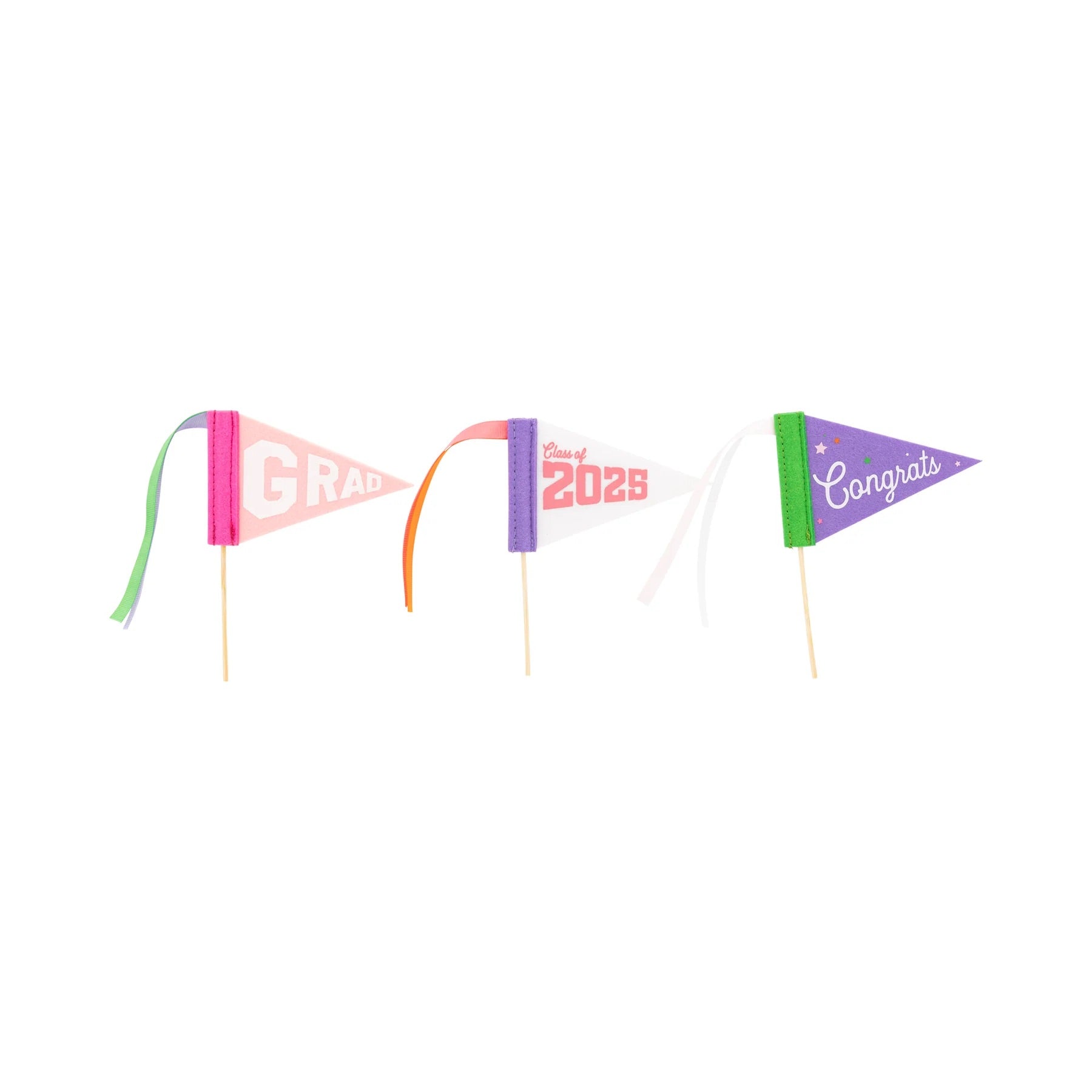 Pink Graduation Mini Felt Pennant Set | Graduation Decor, Class of 2025, Graduation Cake Topper, Graduation Party, Girl Graduation