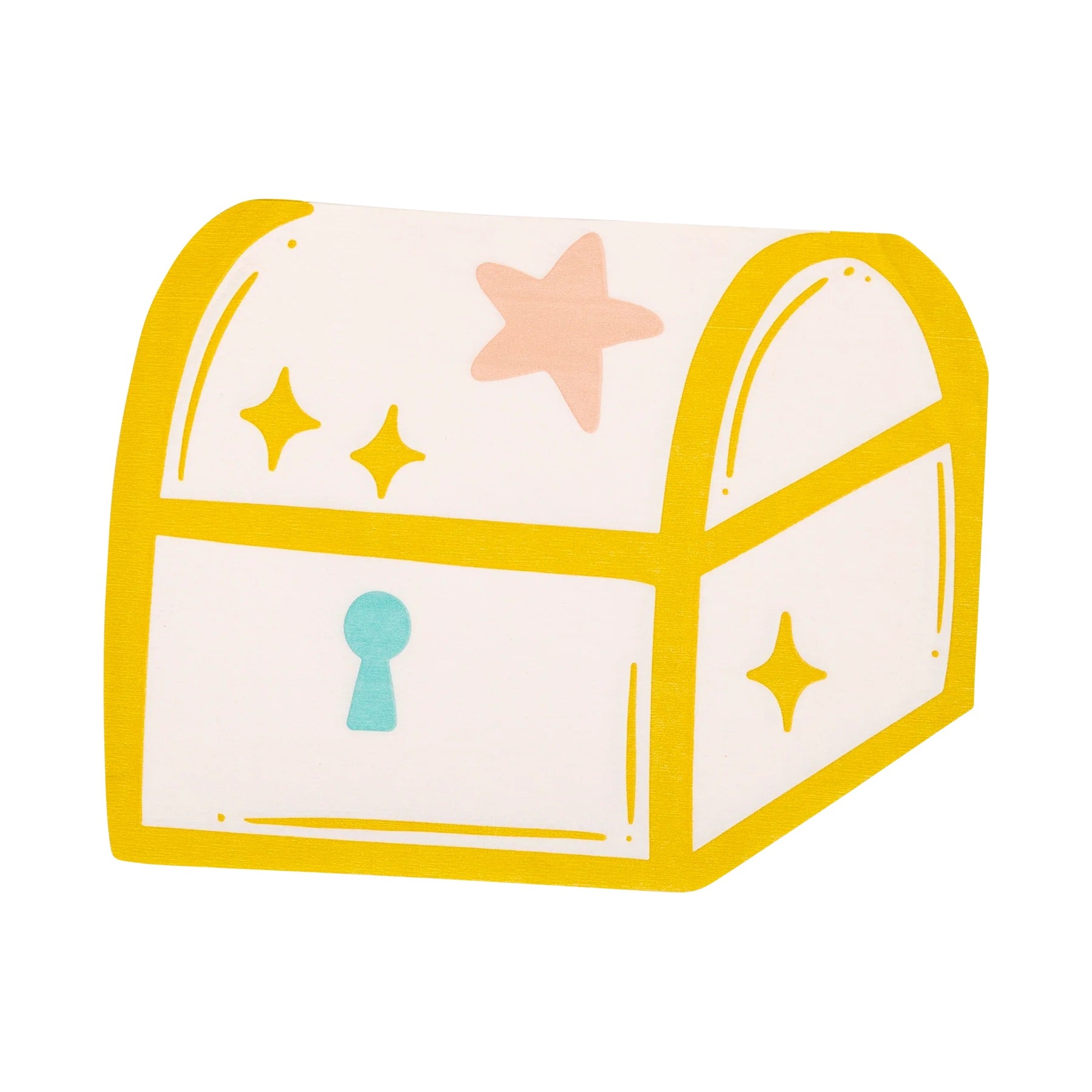 Unpackaged Mermaid Treasure Chest Napkin featuring pastel starfish and sparkling gold foil accents.