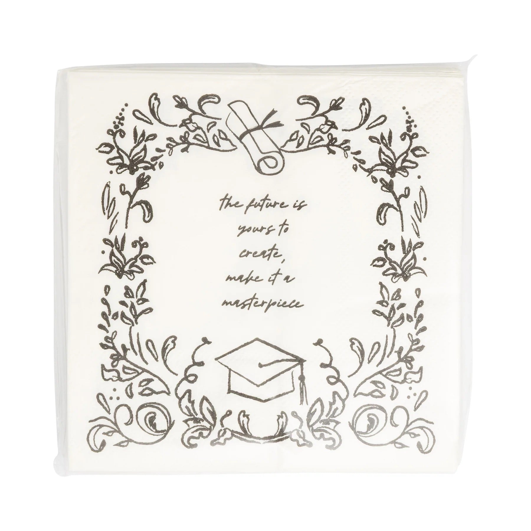 Classy Graduation Paper Cocktail Napkins, 24ct | The Future is Yours Graduation Theme, College Grad Party Napkins, Congrats Graduate