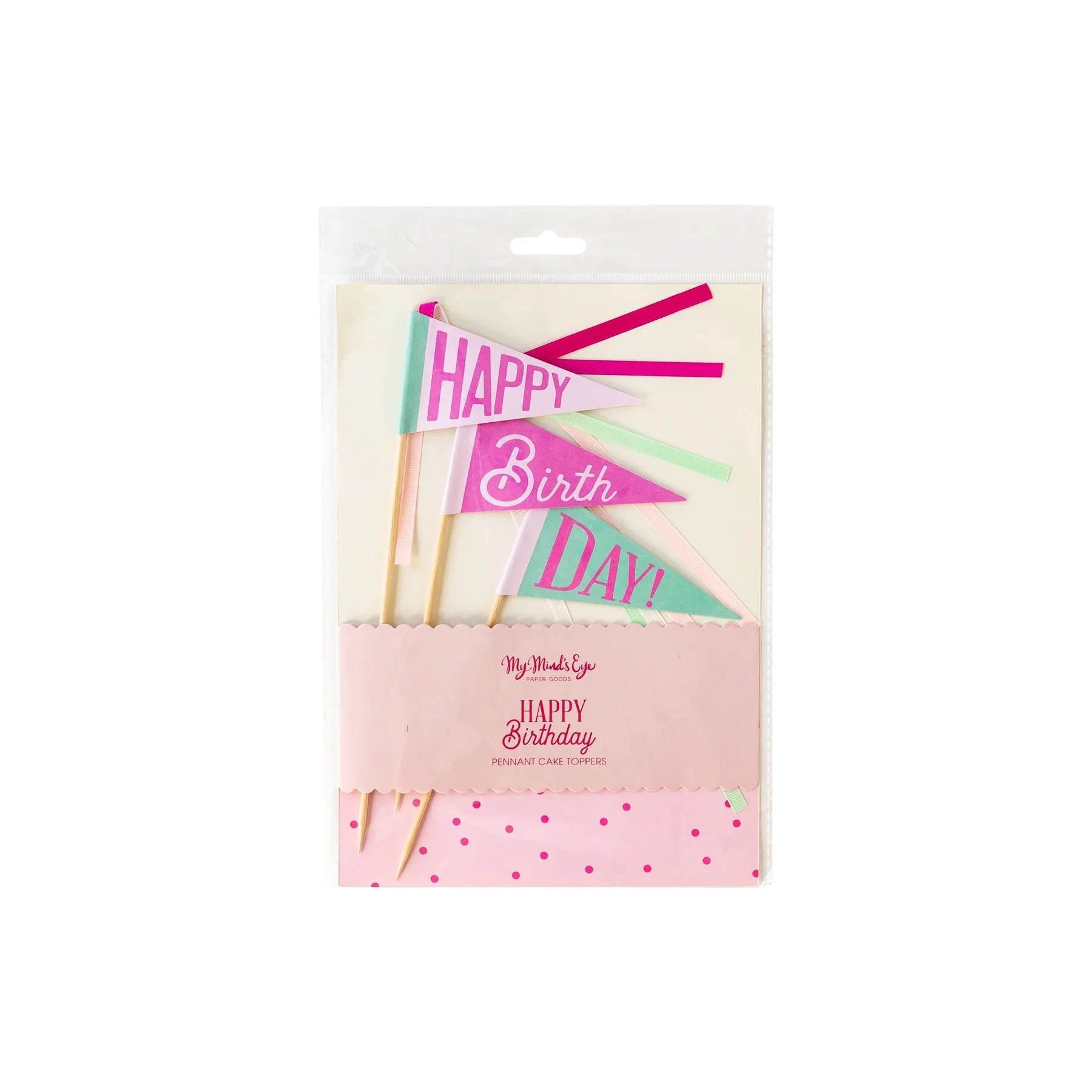 Pink Birthday Pennant Cake Toppers, 3ct | First Birthday Party Decor, Happy Birthday Cake Decor, Girls Birthday Party, Photo Booth Prop