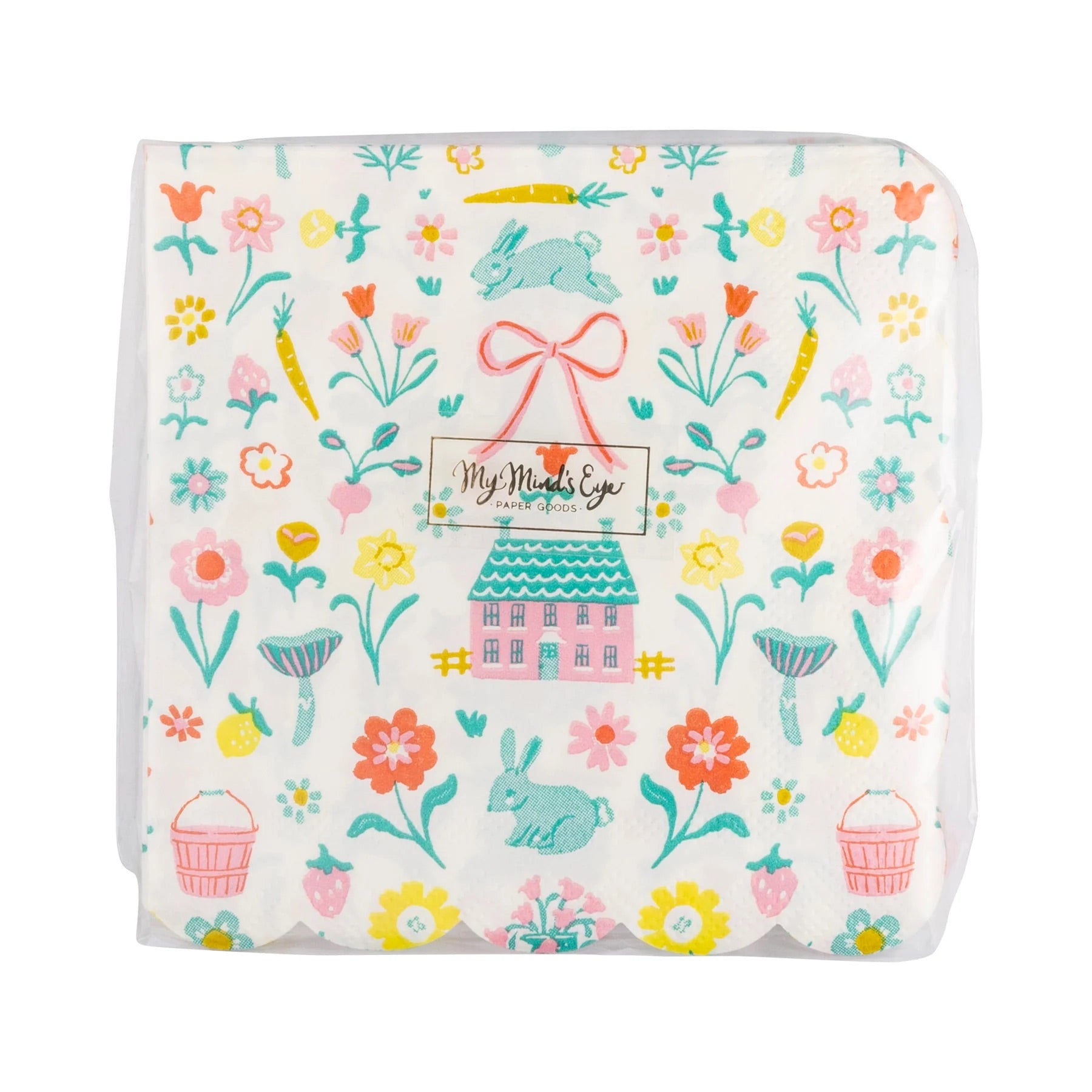 Springtime Cottage Cocktail Napkins in packaging, showcasing a vintage-inspired floral print.