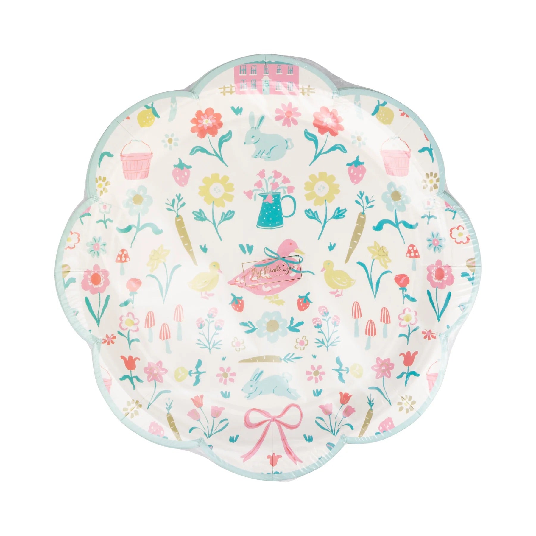 Springtime Cottage Pattern Plates in packaging, showcasing vintage-inspired floral patterns.