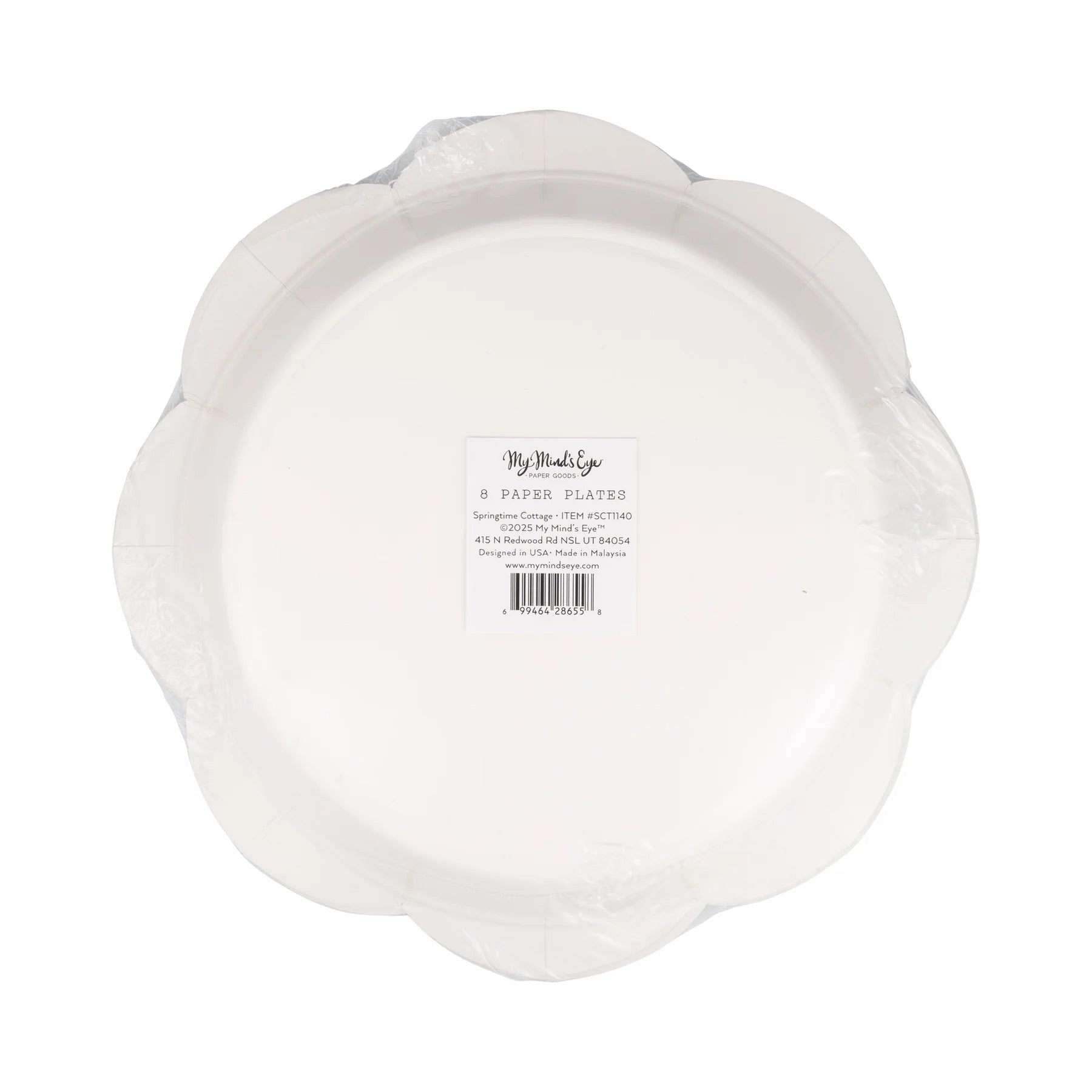Back of Springtime Cottage Pattern Plates in packaging, showcasing vintage-inspired floral patterns.