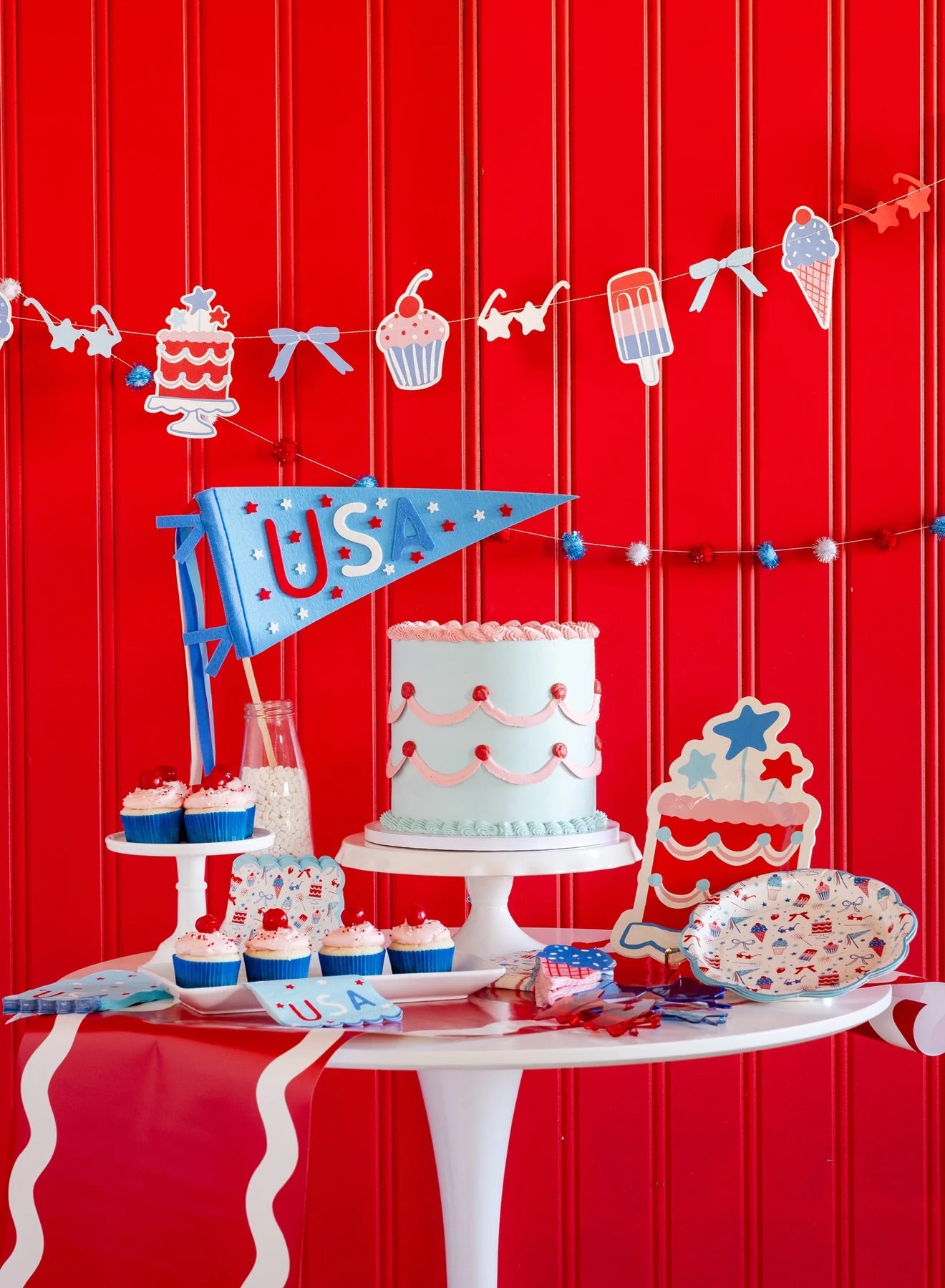 Summertime Party Banner Set | 4th of July Banner, Patriotic Banner, Summer Birthday Party, 4th of July Party Decor, Pool Party, Ice Cream