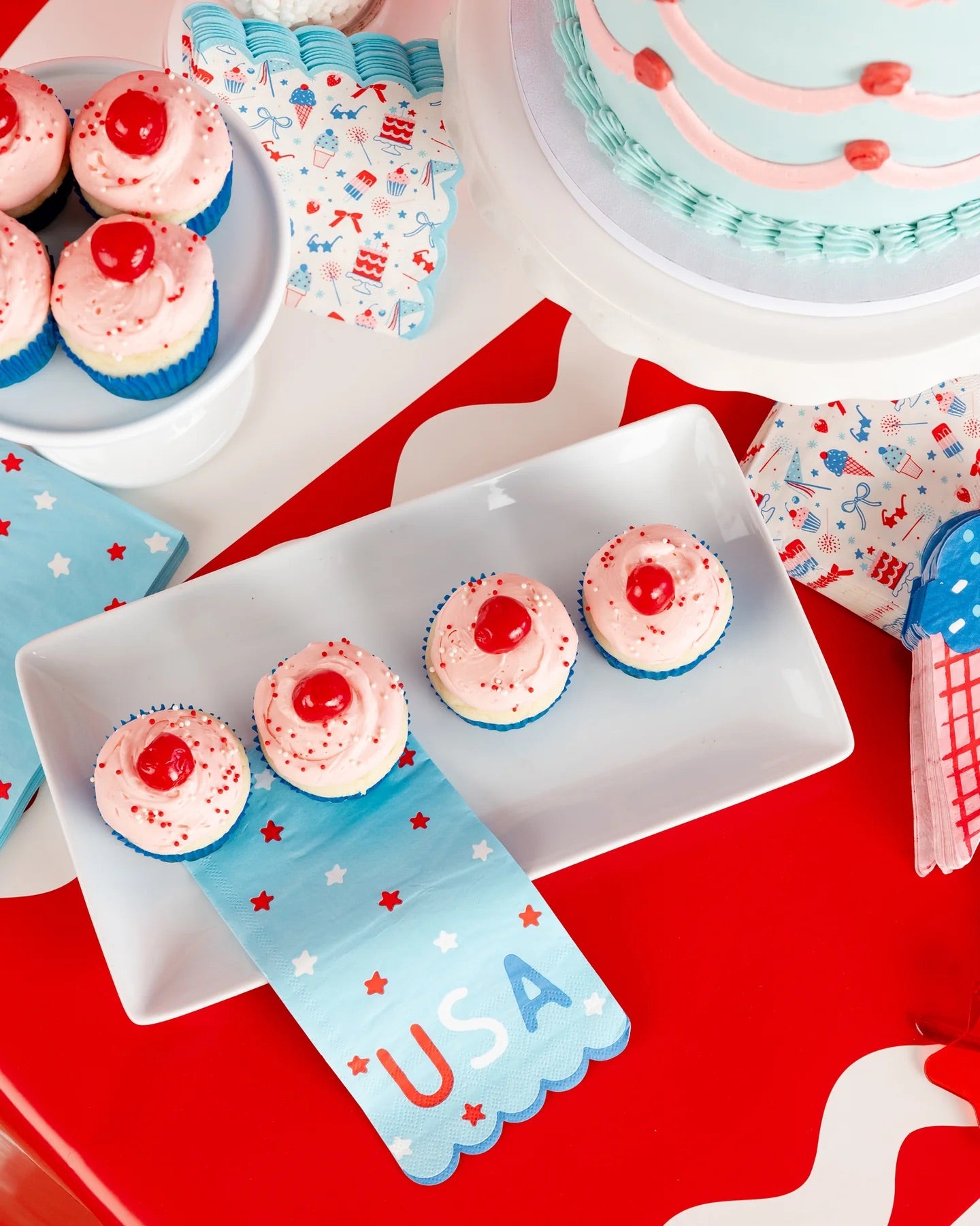 USA Stars Paper Dinner Napkins, 24ct | Patriotic Napkins, July 4th Paper Napkins, 4th of July Party Supplies, Fourth of July Tableware, USA