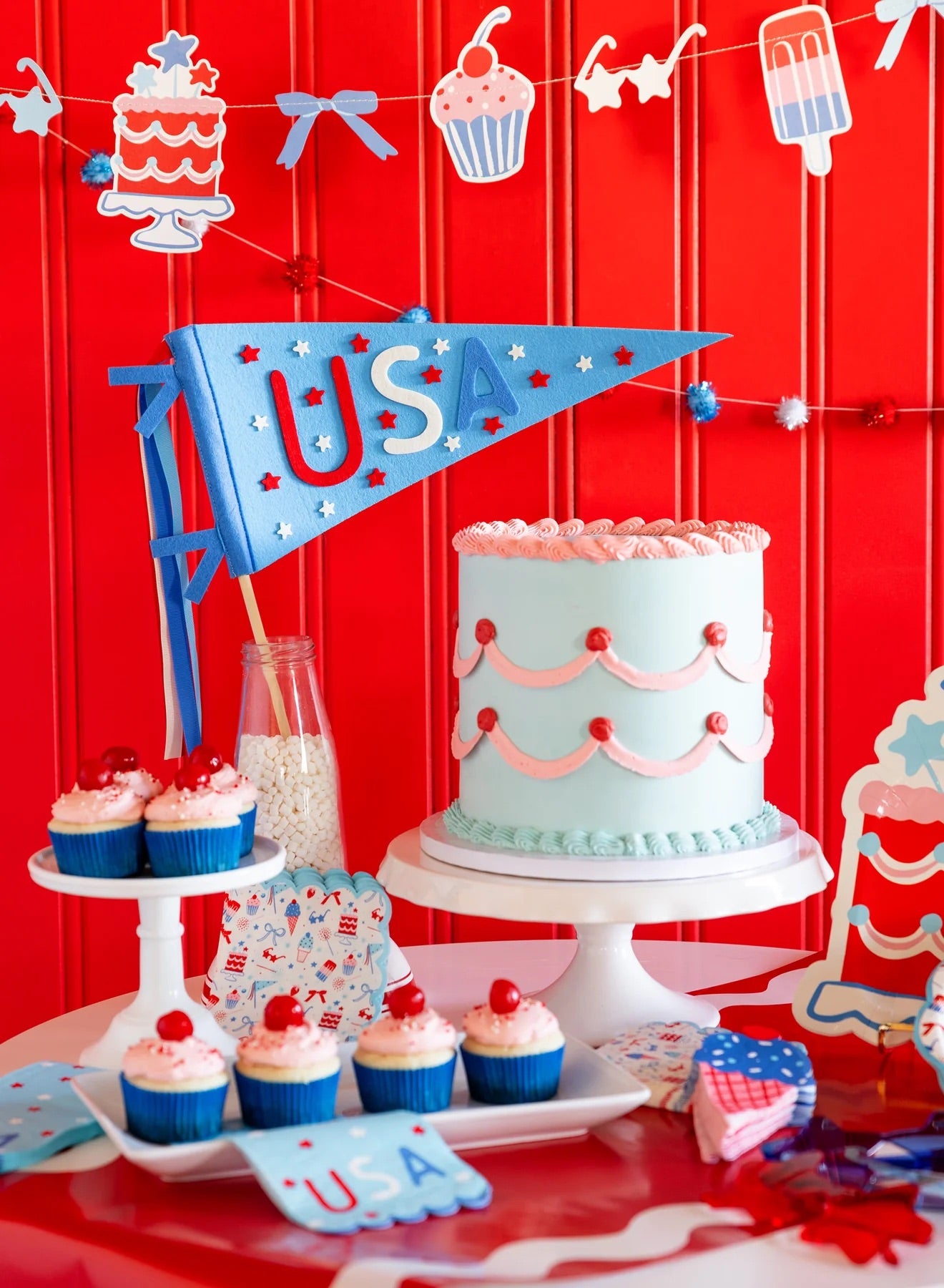 USA Stars Paper Dinner Napkins, 24ct | Patriotic Napkins, July 4th Paper Napkins, 4th of July Party Supplies, Fourth of July Tableware, USA
