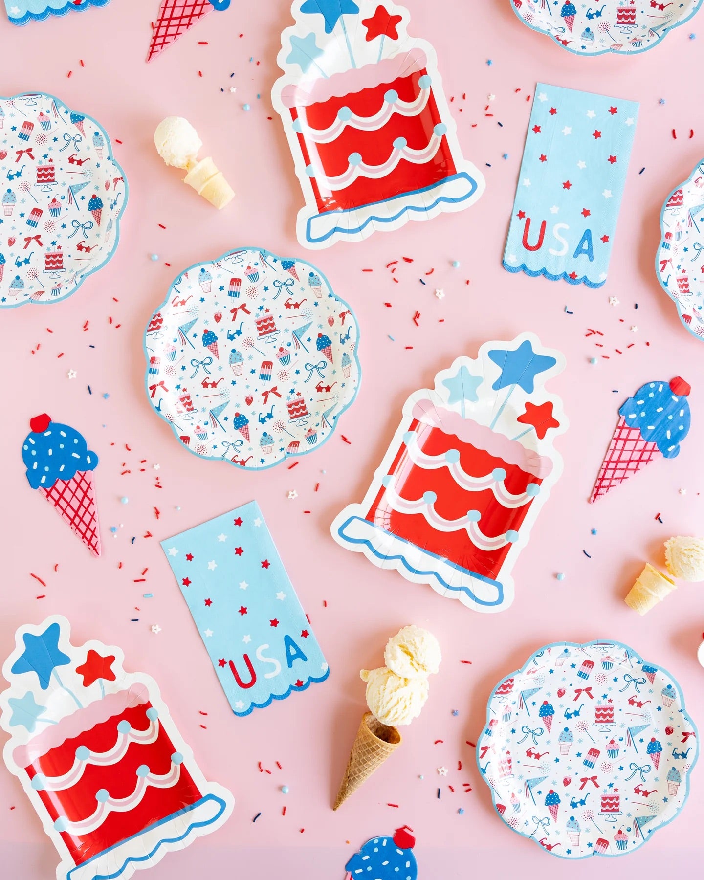 Ice Cream Shaped Napkins, 24ct | Ice Cream Cone Shaped Paper Napkins, Birthday Party, Kids Pool Party, Sundae Bar, 4th of July Party