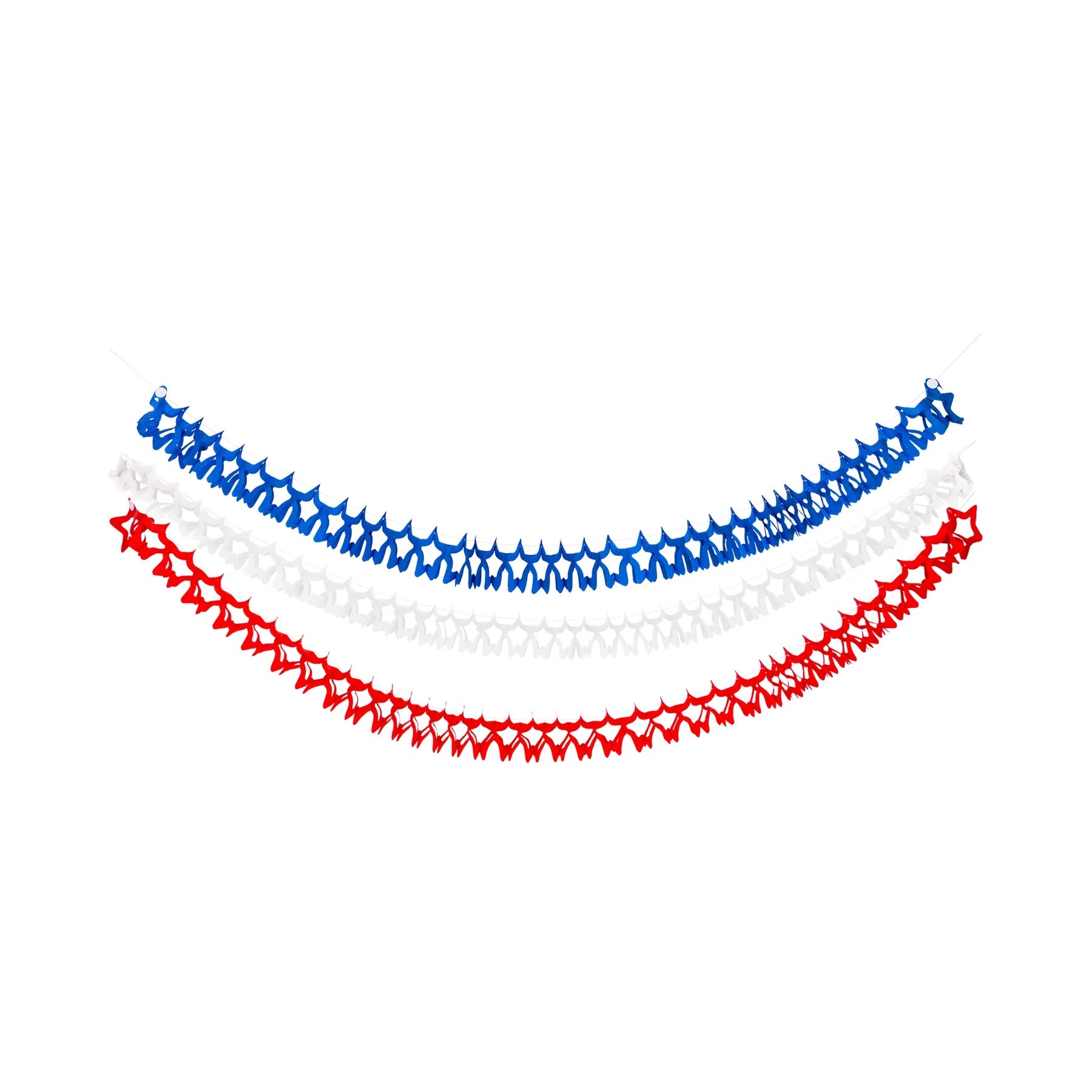 Red, White, and Blue Star Tissue Garland Set | 4th of July Banner, Patriotic Banner, Summer Birthday Party, 4th of July Party Decor