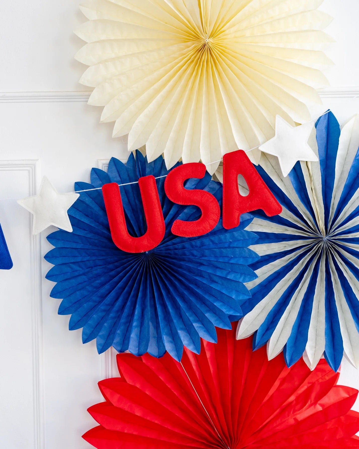 USA Puffy Felt Banner | 4th of July Banner, Patriotic Garland, Summer Birthday Party, 4th of July Party Decor, USA Photo Booth Banner