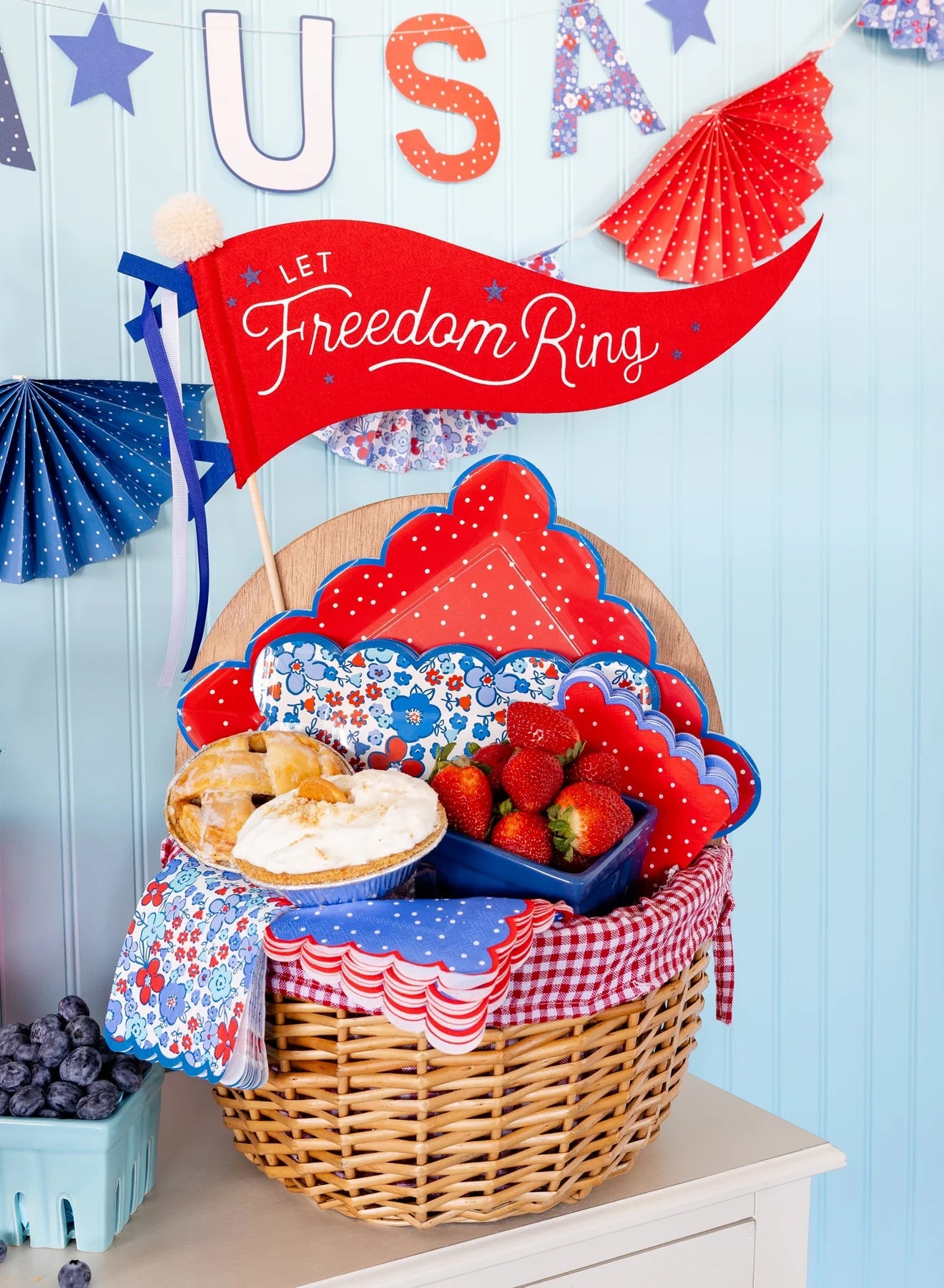Let Freedom Ring Felt Pennant Banner | July 4th Flag, 4th of July Party, 4th of July Party Decor, Party Wand, 4th of July Gift Basket