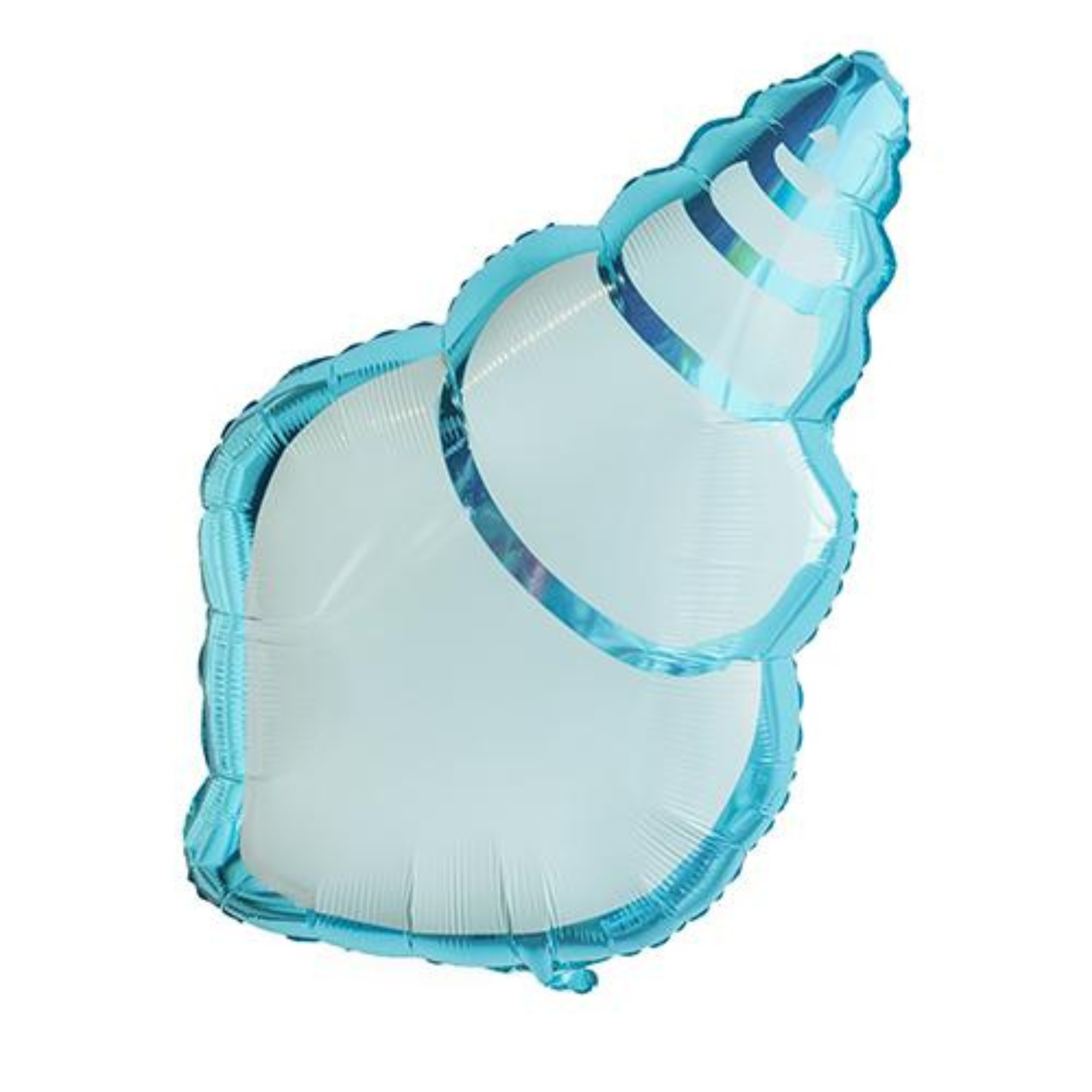 Single oversized sea shell mylar balloon in shimmering blue, great for mermaid or ocean-themed birthday party décor.